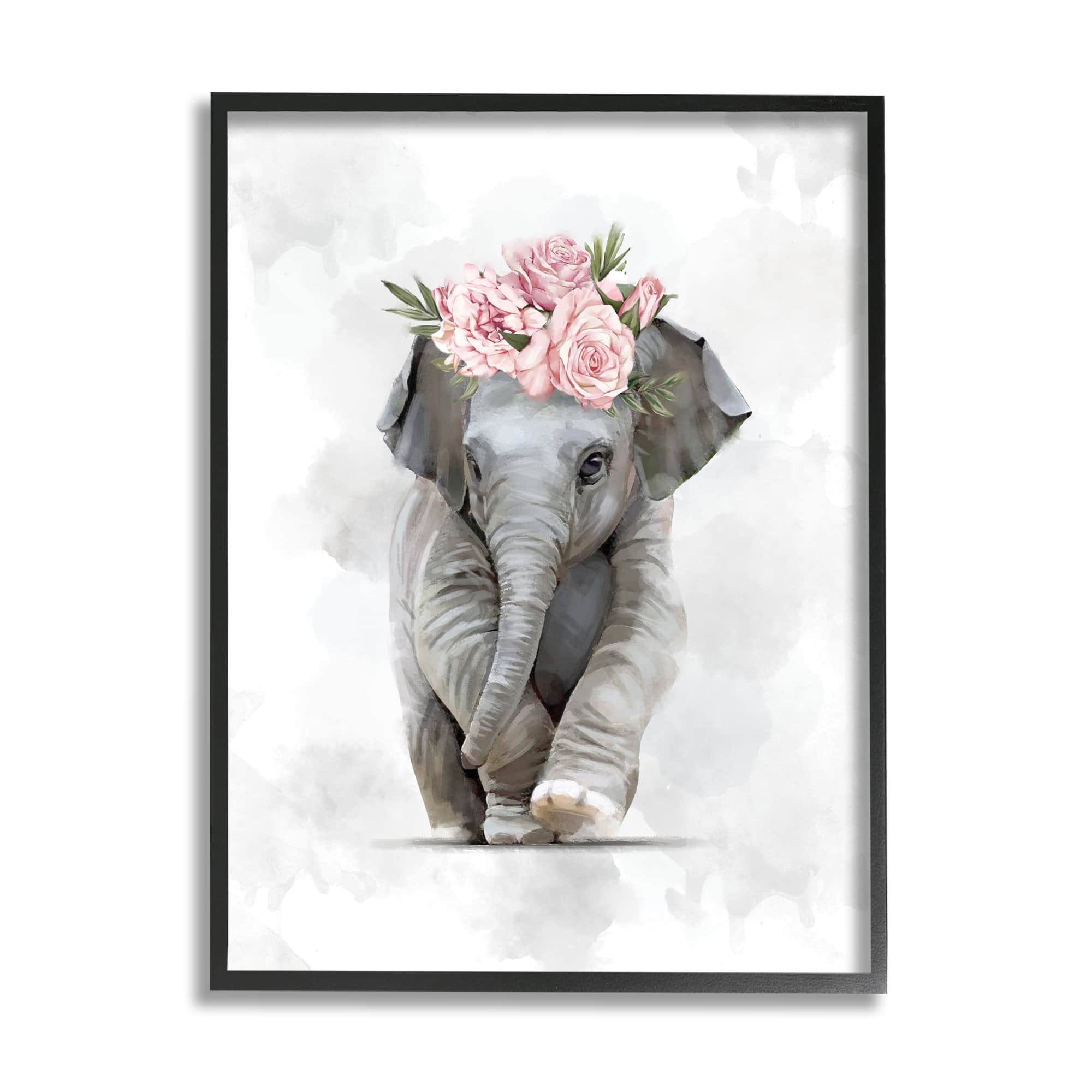 Pink Floral outlet Elephant Wall Art -12x12 CANVAS