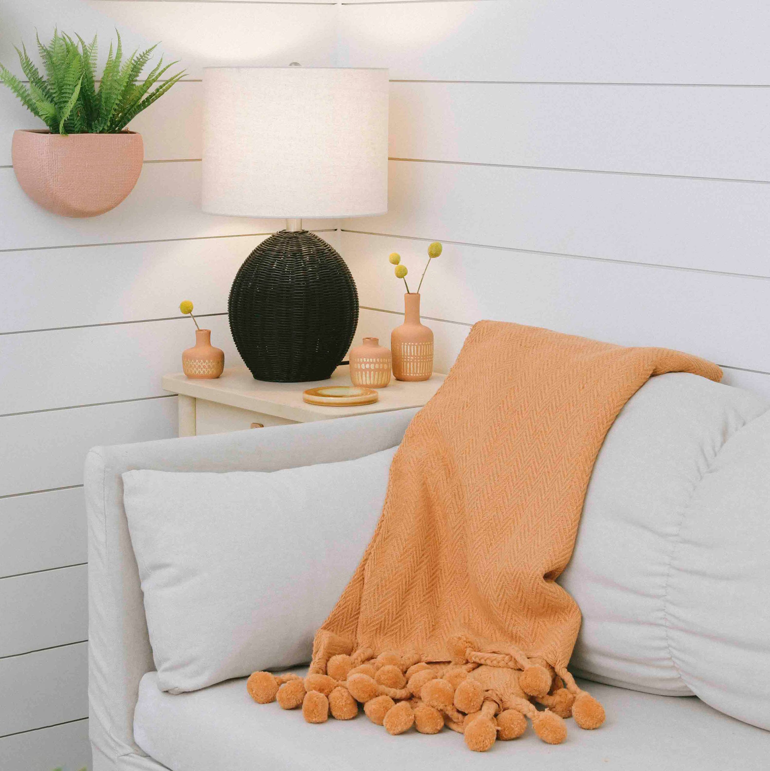 Hello Honey&#xAE; Woven Cotton Pom Pom Throw