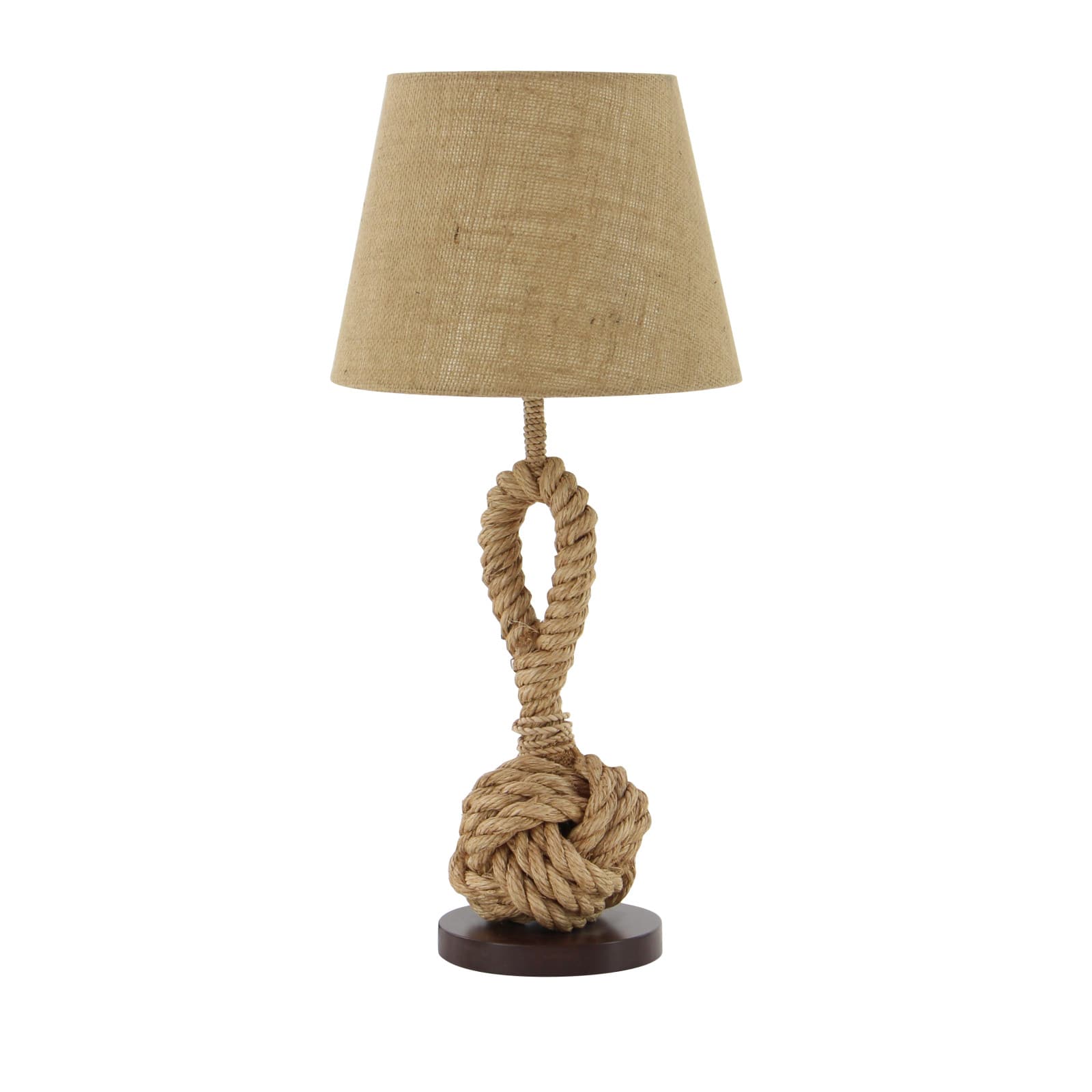 Brown Rope and Iron Rustic Table Lamp, 28" x 13" x 13"