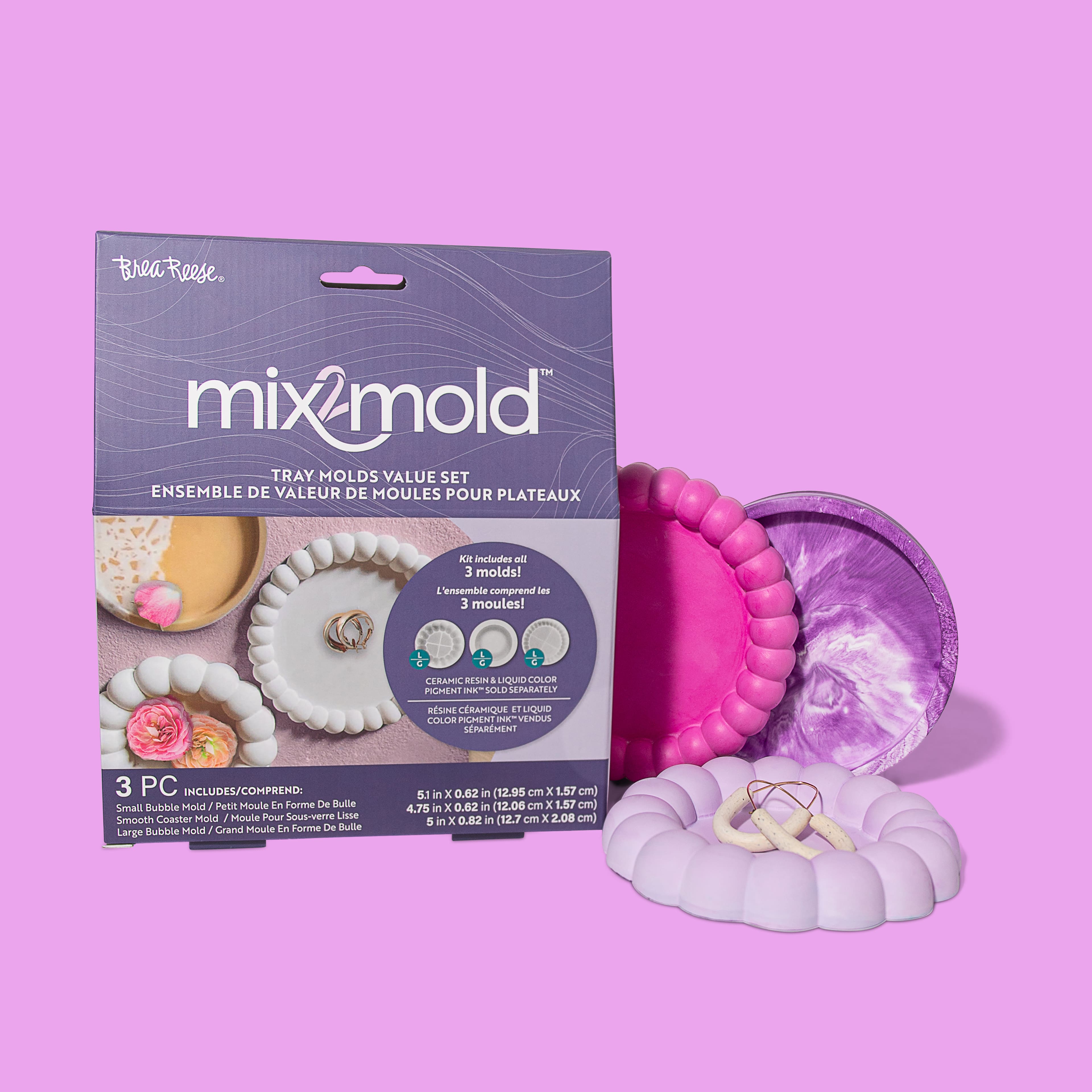 Brea Reese&#xAE; Mix2Mold&#x2122; Trinket Tray Resin Mold Set
