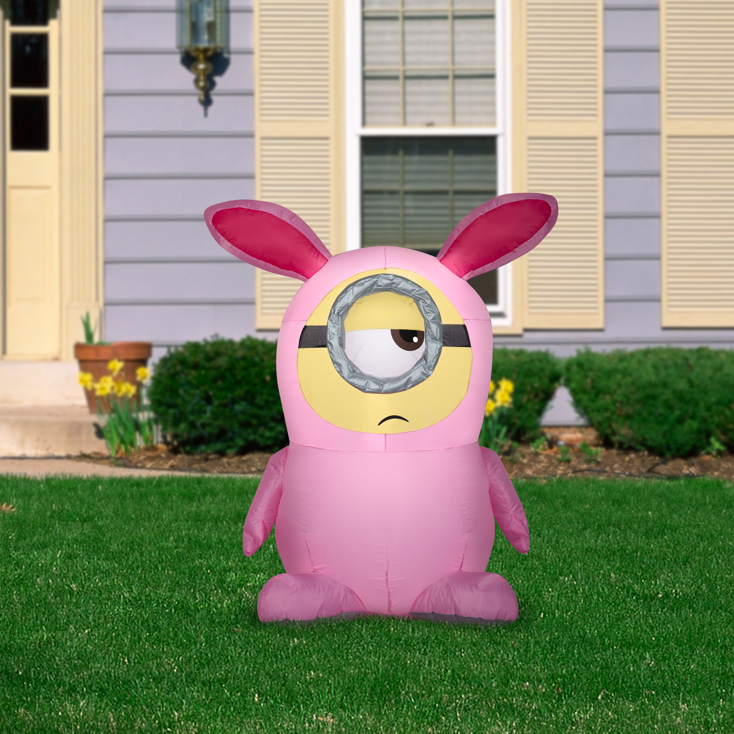 3.5ft. Airblown&#xAE; Inflatable Easter Stuart in Pink Bunny Suit