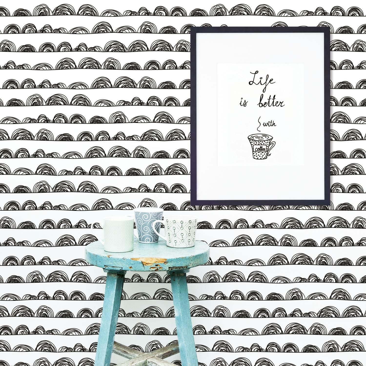 RoomMates Doodle Scallop Peel &#x26; Stick Wallpaper