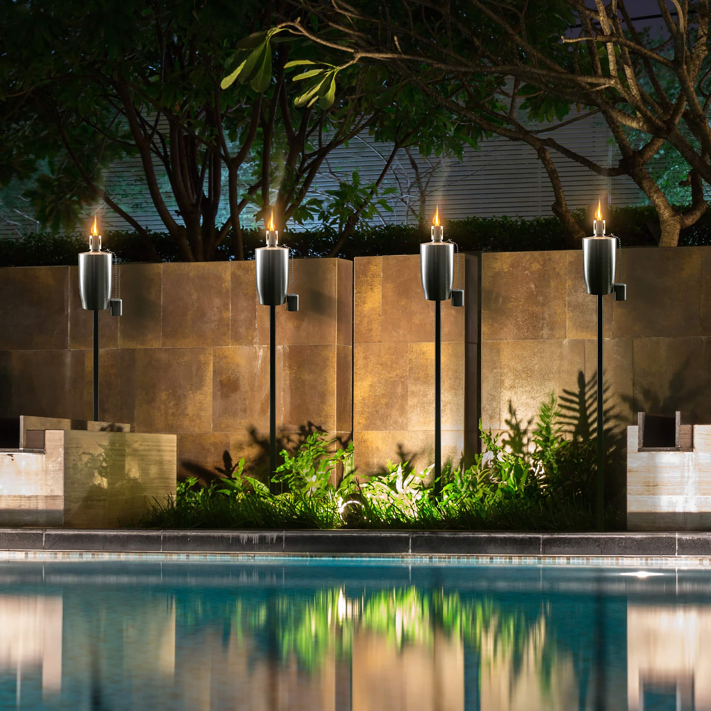 Sorbus 60" Cylindrical Matney Stainless Steel Outdoor Torches , 2ct.