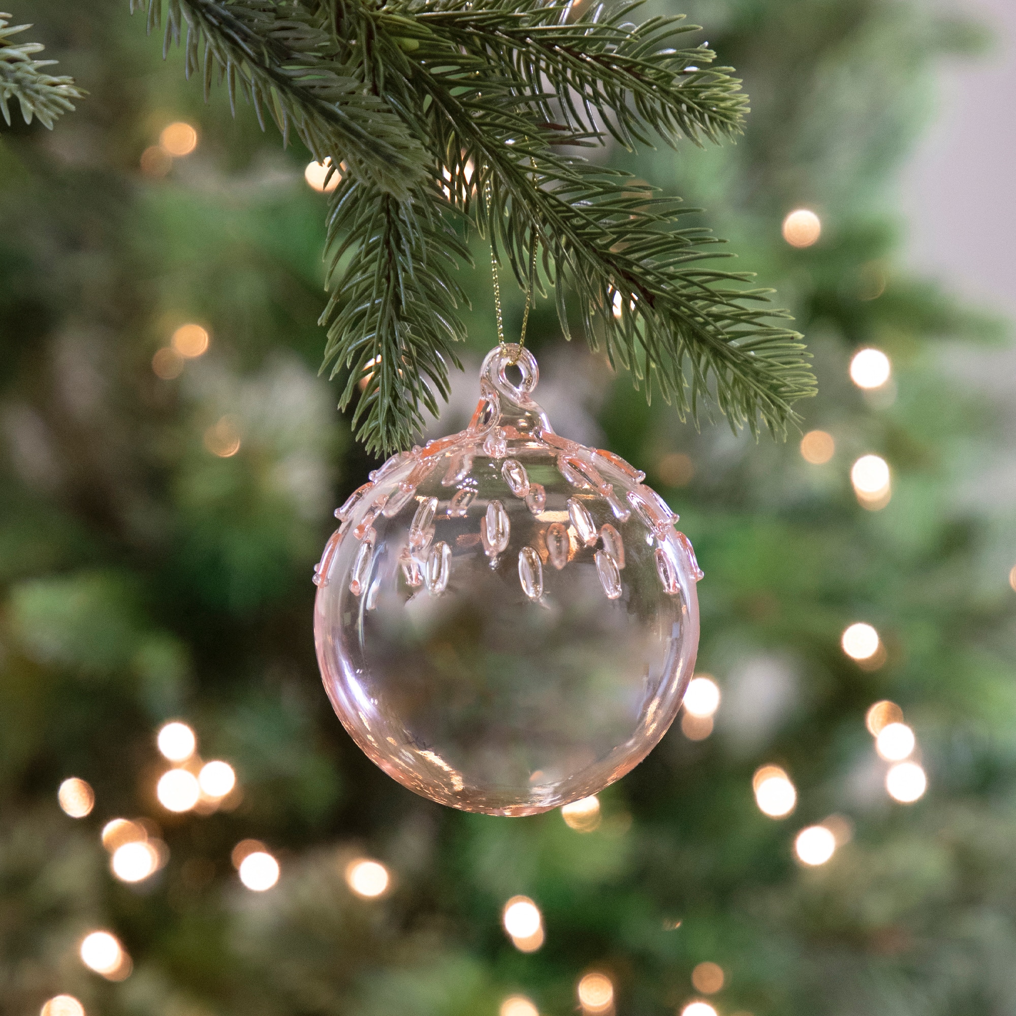 3" Pink Iridescent Glass Ball Ornament