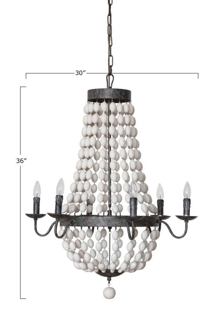 Hello Honey® 36" Multicolor Metal and Draped Wood Bead Chandelier