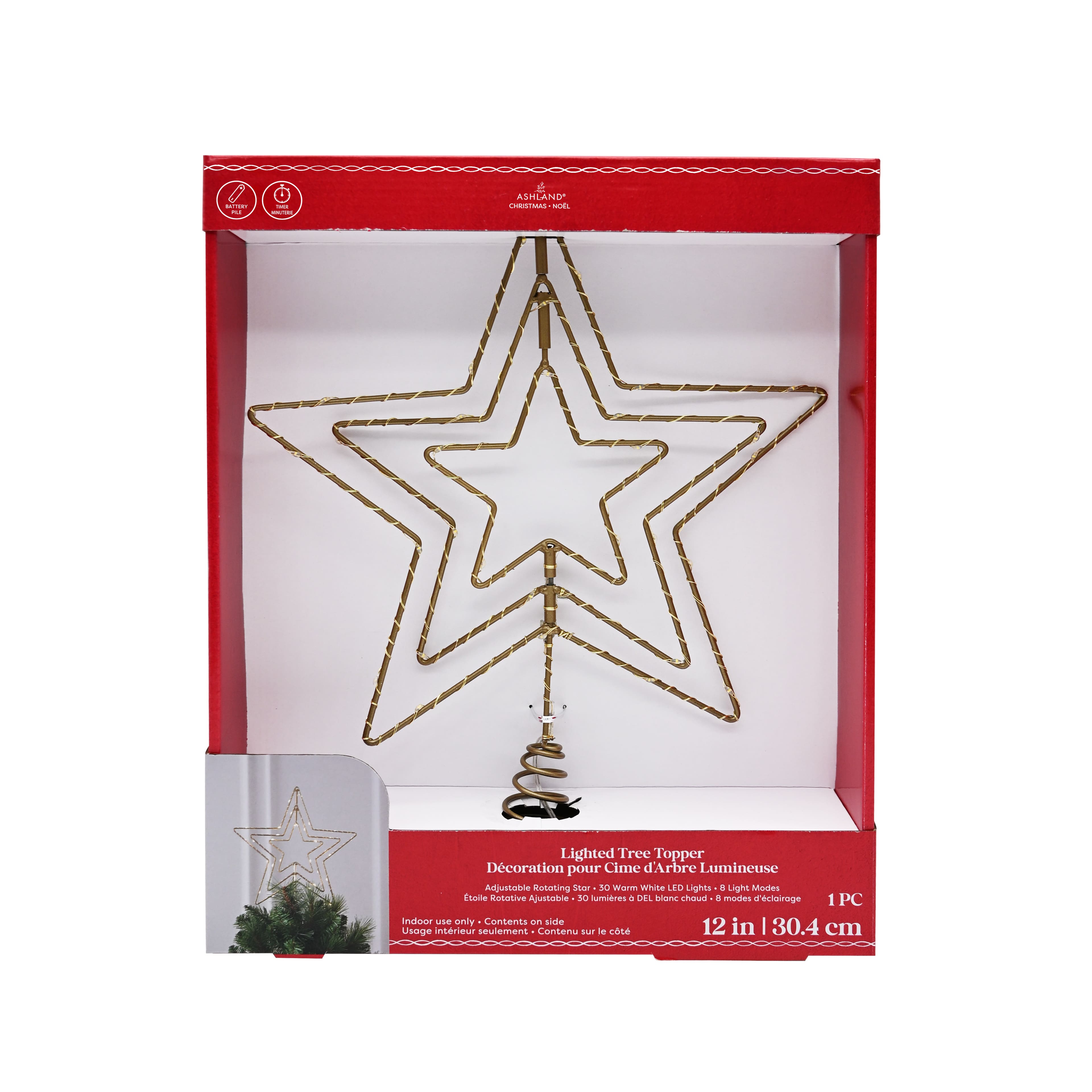 12&#x22; Gold Metal Star Lighted Tree Topper by Ashland&#xAE;