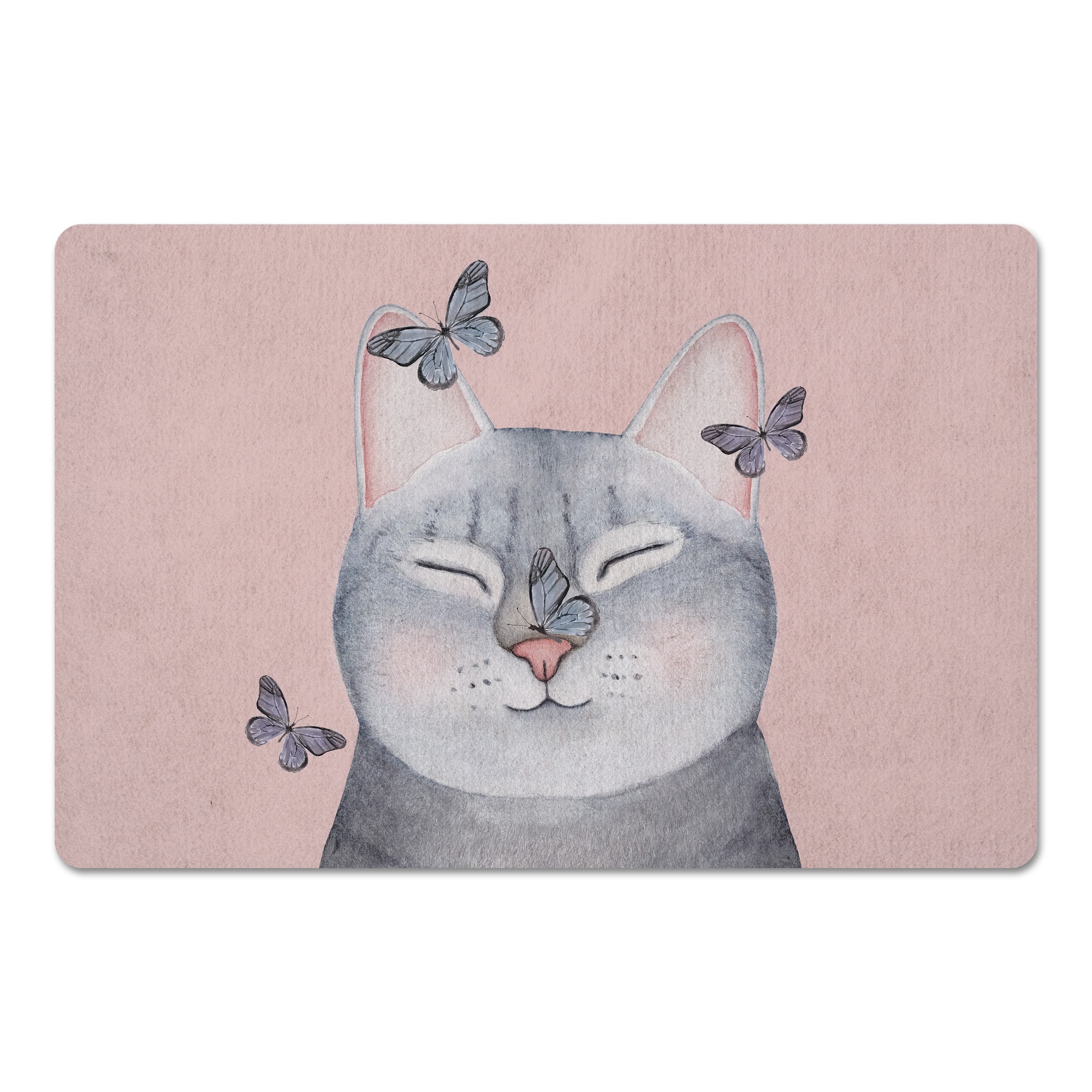 18" x 27" Cat with Butterflies Floor Mat