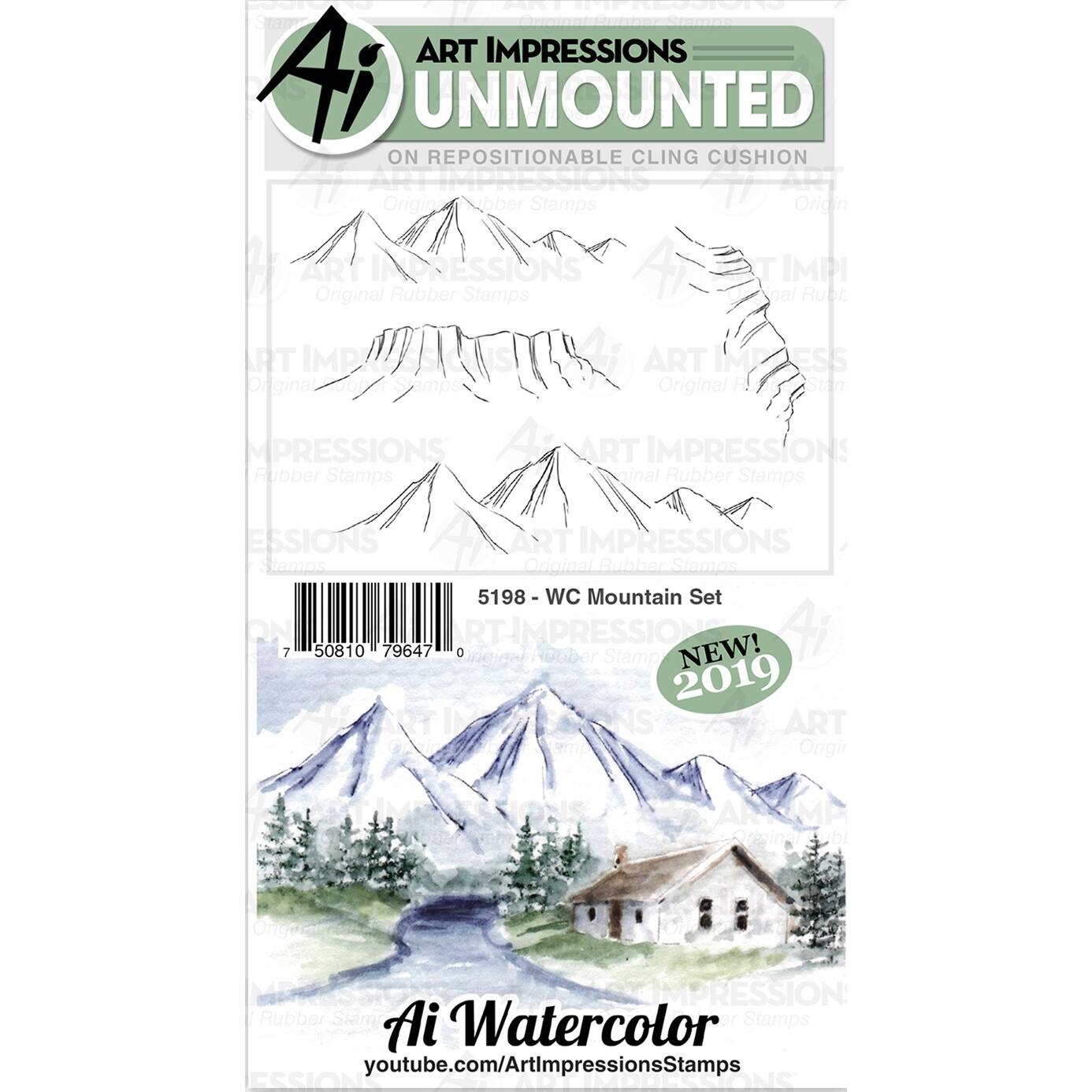 Art Impressions Watercolor Mountain Cling Rubber Stamps Set | Michaels