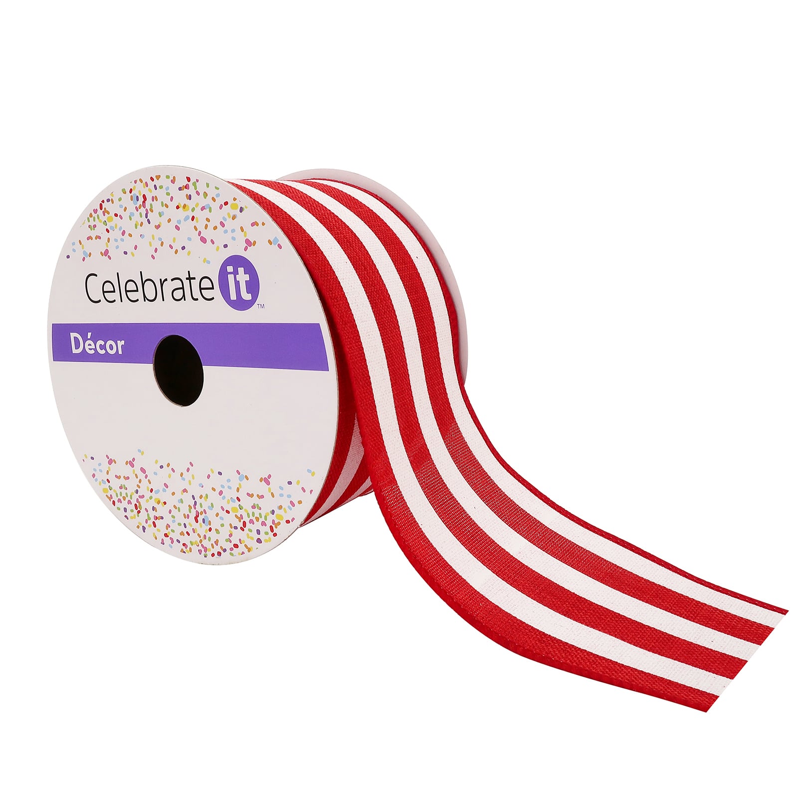 12 Pack: 2.5" x 25ft. Faux Linen Wired Thick Striped Ribbon by Celebrate It™ Décor
