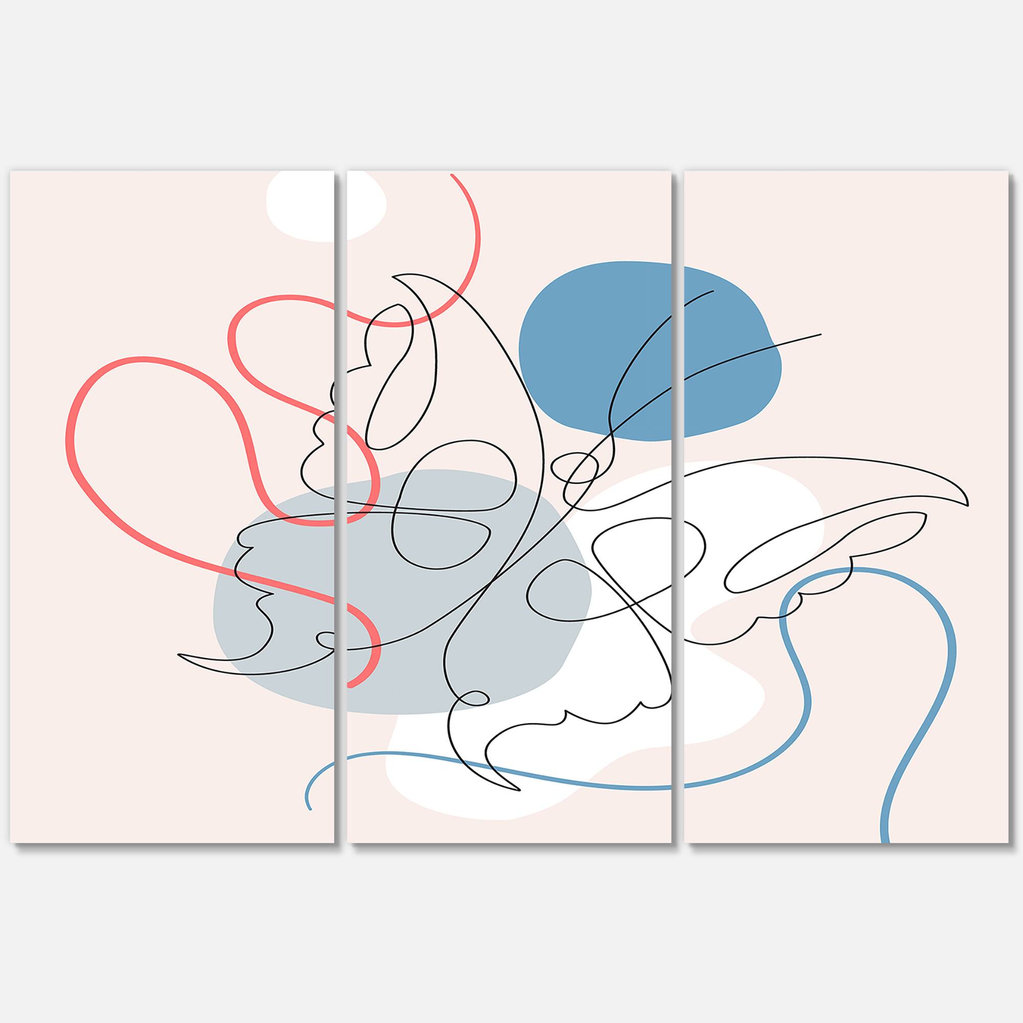 Designart - Butterfly One Line Drawing On Cubism Shapes I