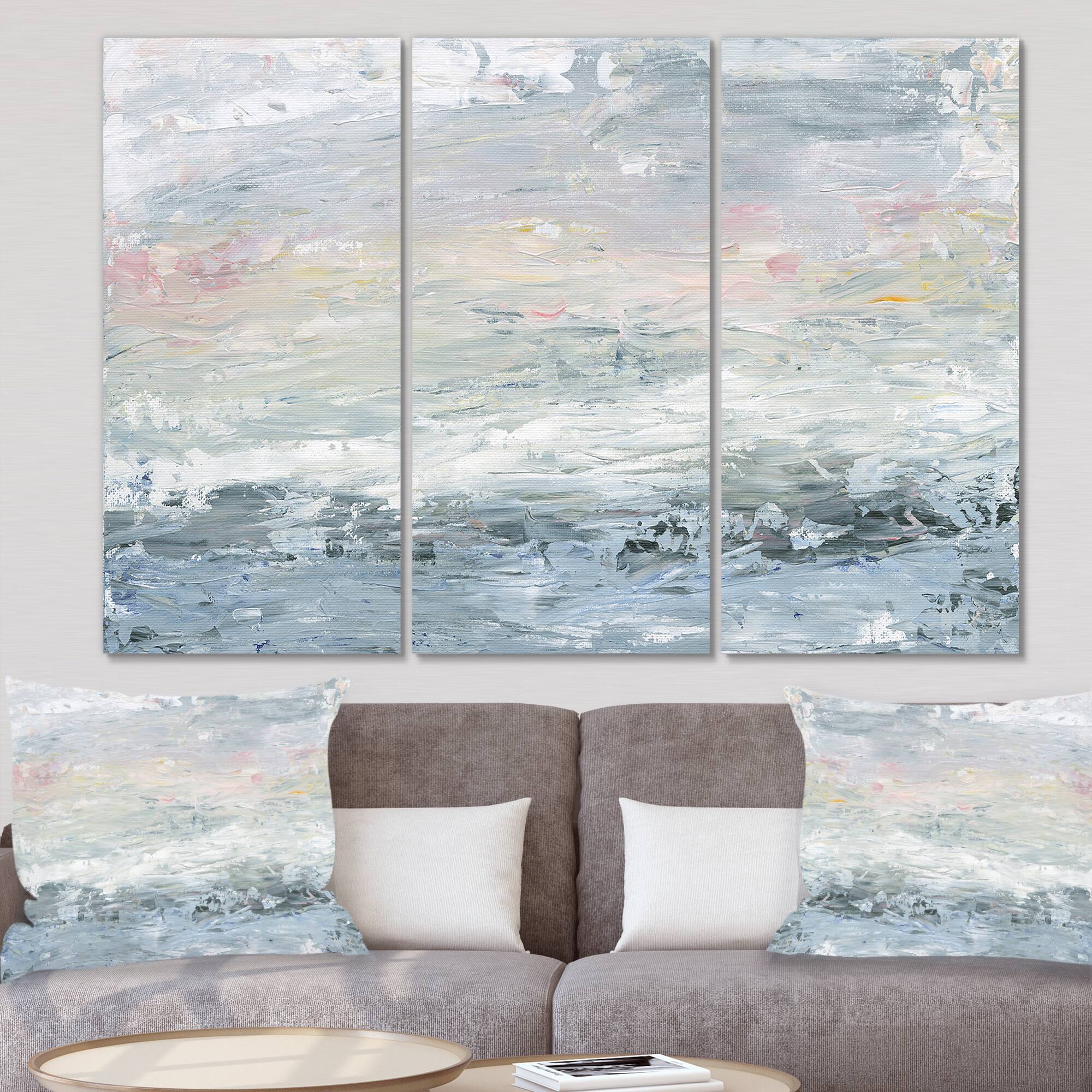 Designart - Gray Handpainted Abstract Watercolor II - Contemporary Gallery-wrapped Canvas