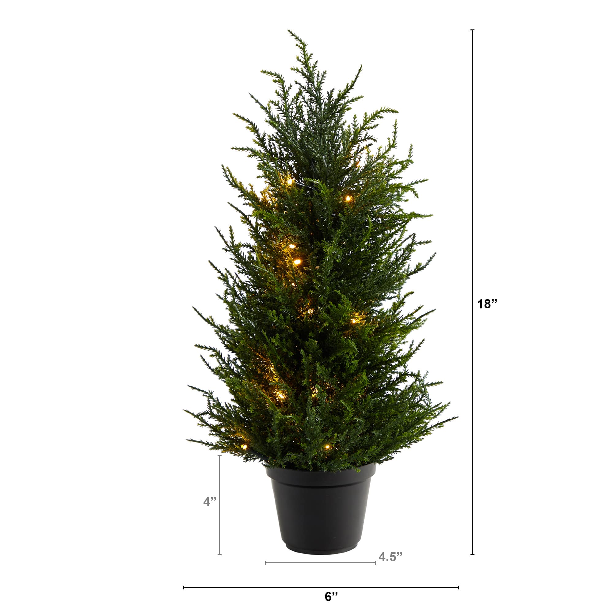 18in. Pre-Lit Cedar Artificial Tree, Warm LED Lights