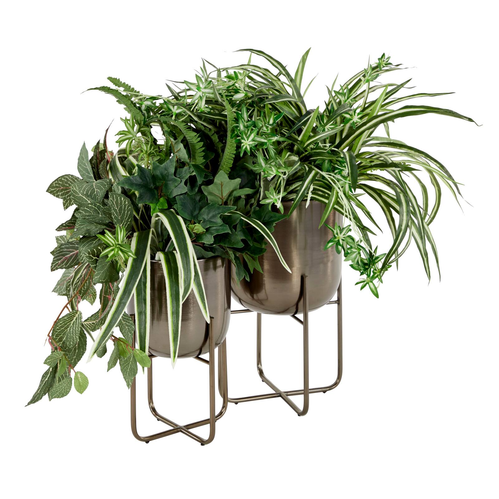 Metal Contemporary Stand Planter Set