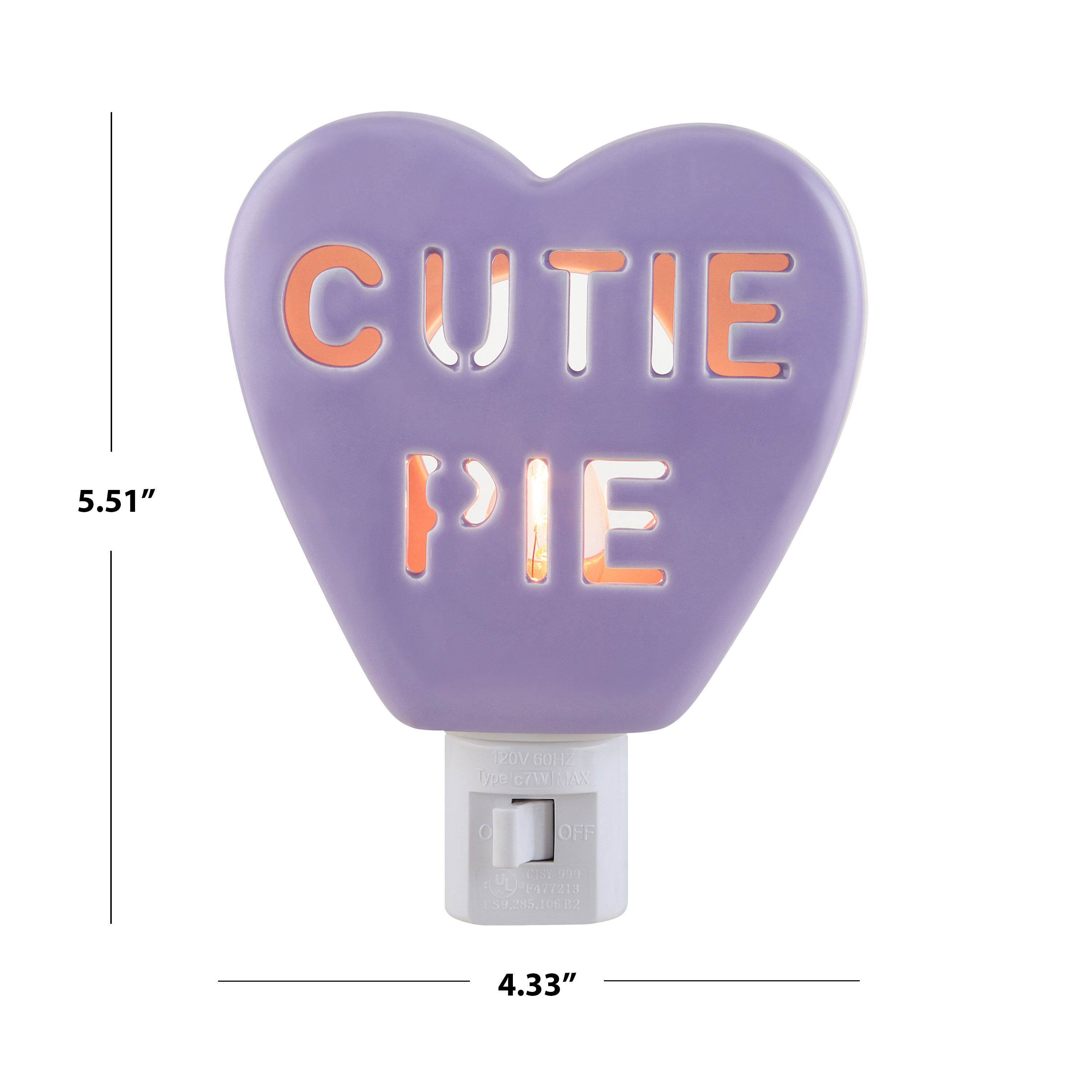 Miss Valentine Purple Ceramic Candy Heart Cutie Pie Nightlight