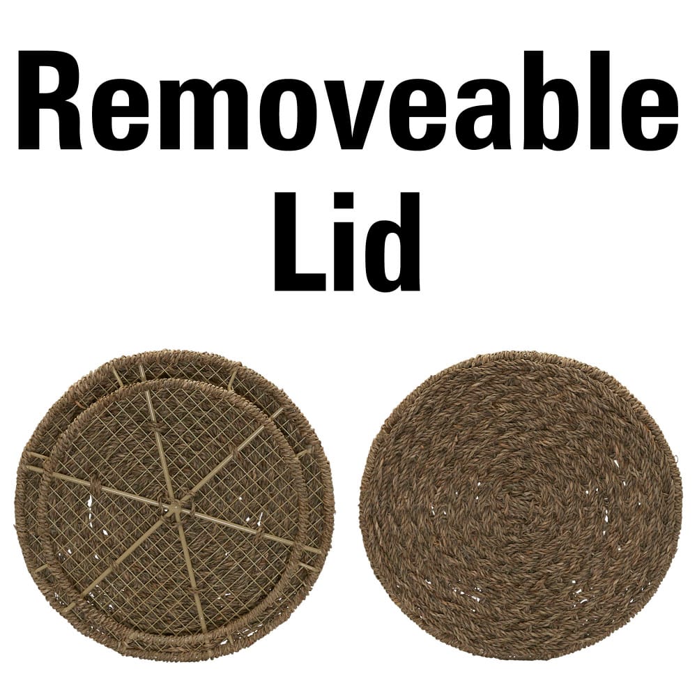 Household Essentials 19" Woven Natural Seagrass Storage End Table