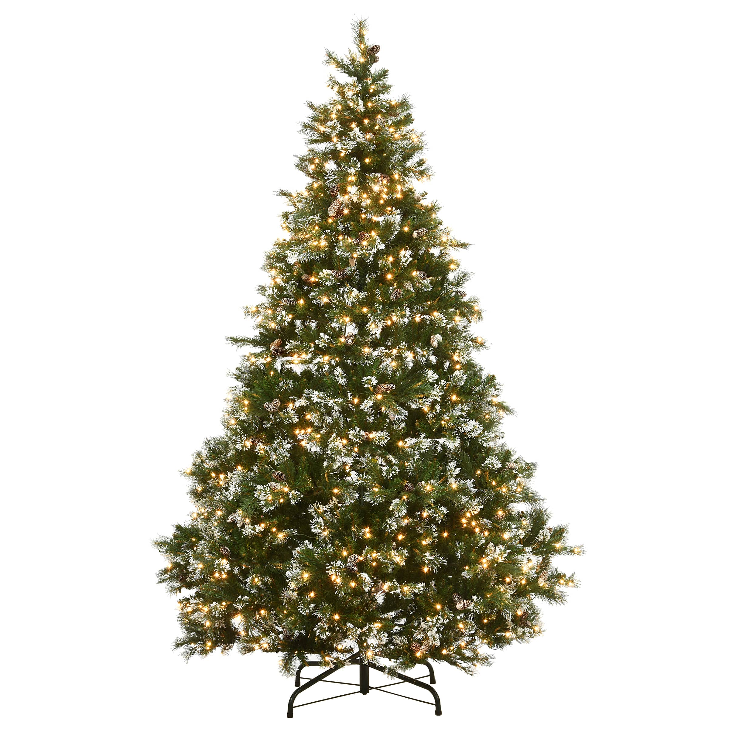 9ft. Pre-Lit Glittery Flocked Pine Artificial Christmas Tree, Clear ...