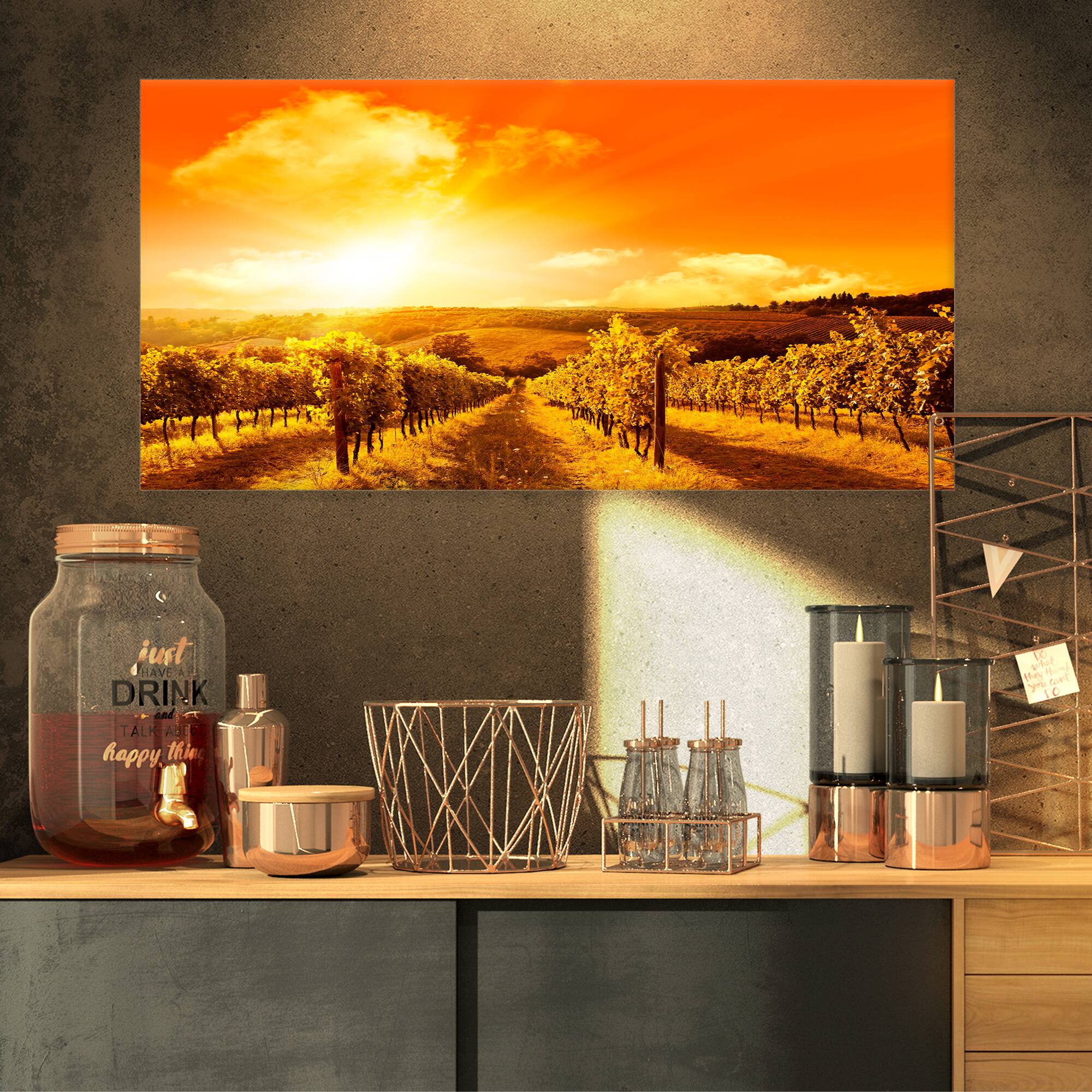 Designart - Scenic Sunset Road in Italy - Large Landscape Canvas Art