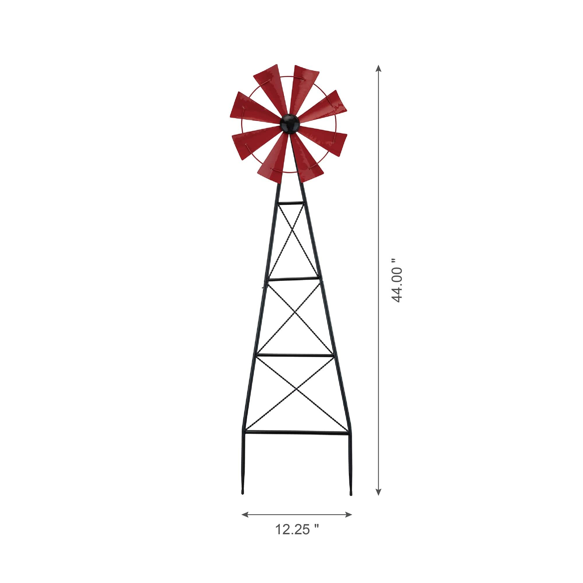 Glitzhome&#xAE; 3.5ft Red Metal Wind Spinner Yard Stake