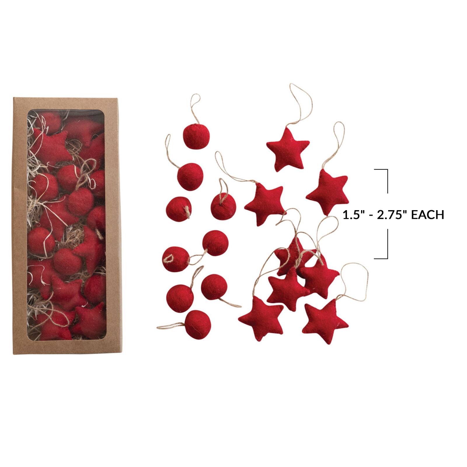 Hello Honey&#xAE; Handmade Wool Felt Ball &#x26; Star Ornament Set in Kraft Box
