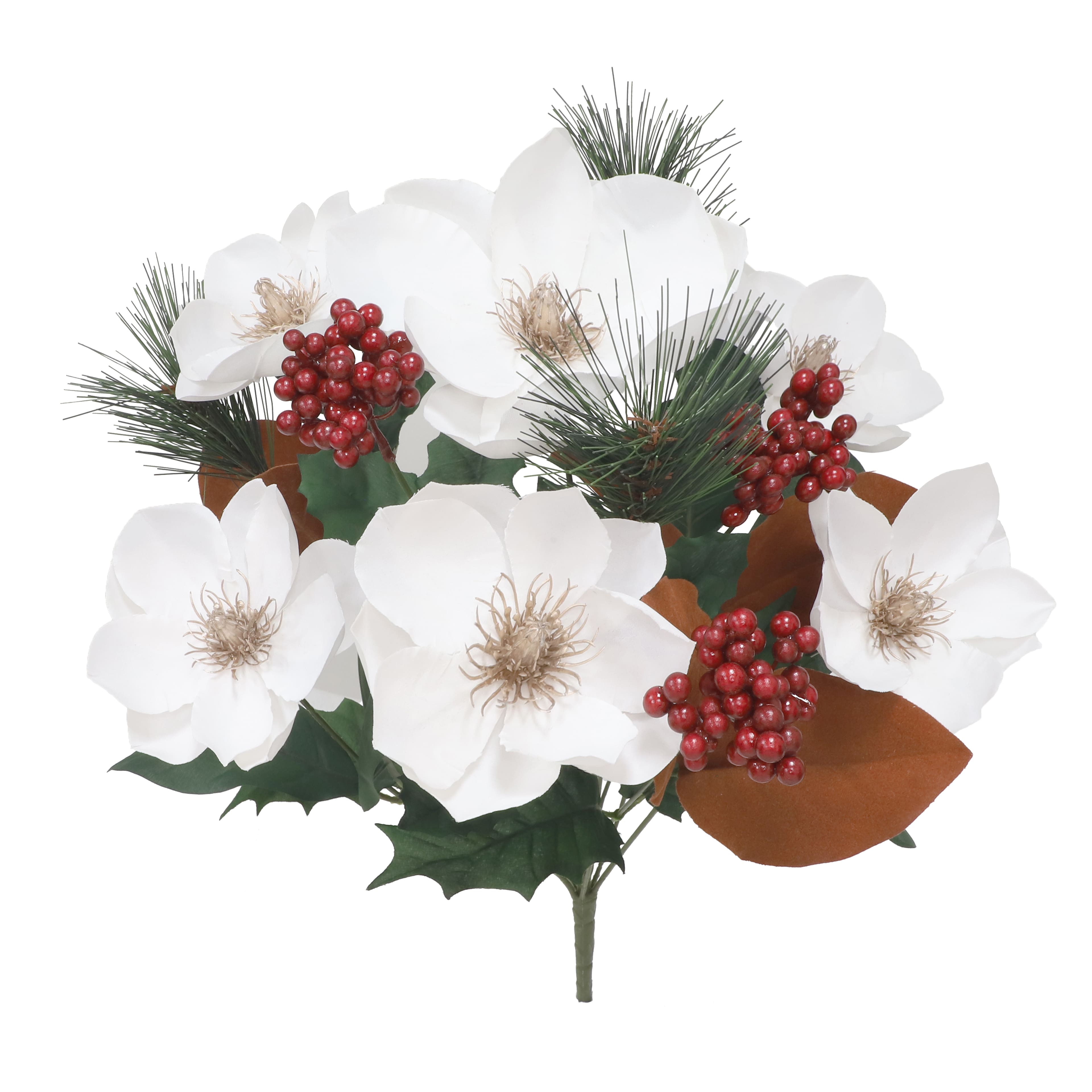 18.5&#x22; White Magnolia, Pine &#x26; Berry Deluxe Bush by Ashland&#xAE;