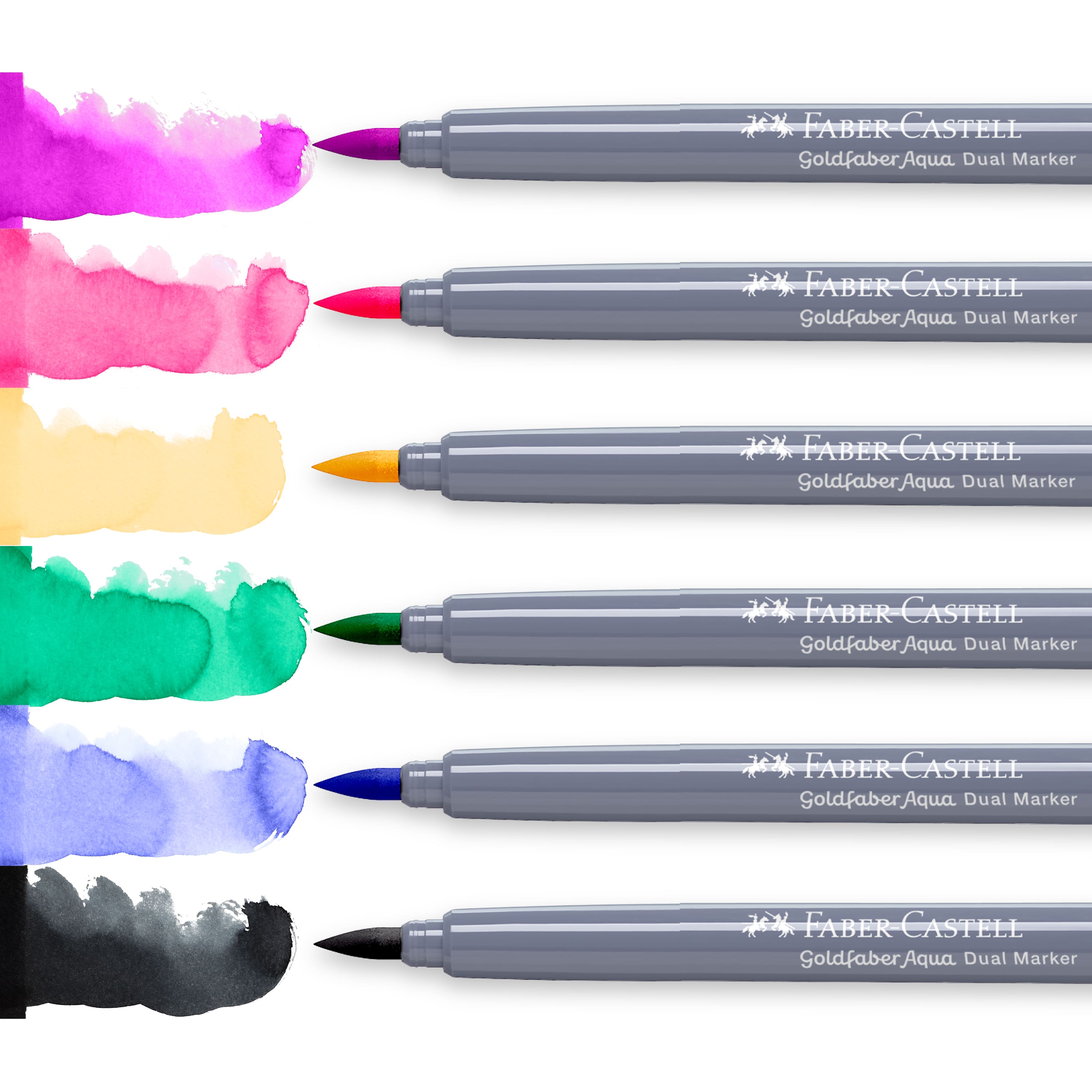 Faber-Castell&#xAE; Goldfaber Aqua 6 Color Graffiti Dual Tip Watercolor Marker Set