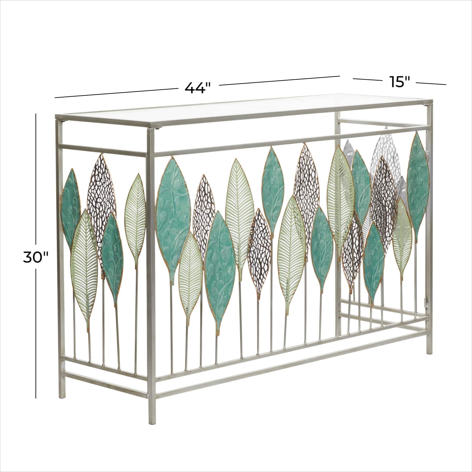 Silver Metal Contemporary Console Table 30" x 44" x 15"