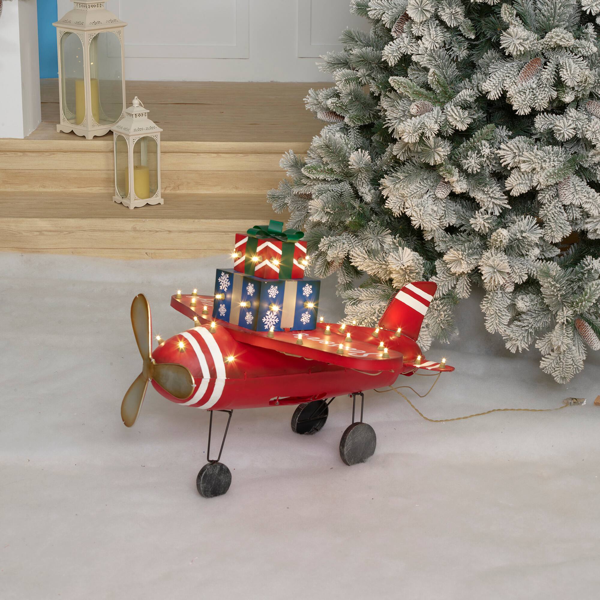28.5&#x22; LED Plane with Gift Box Sculpture