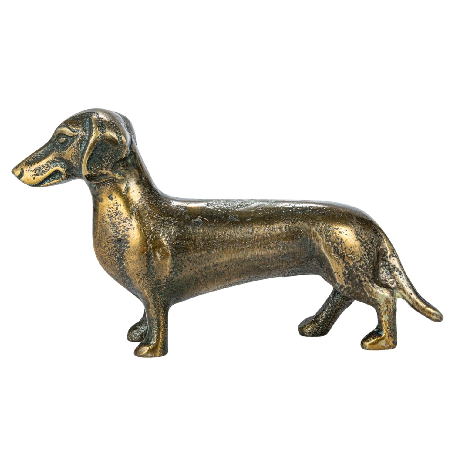 Hello Honey&#xAE; 6.5&#x22; Antique Brass Dachshund Cast Aluminum Tabletop D&#xE9;cor
