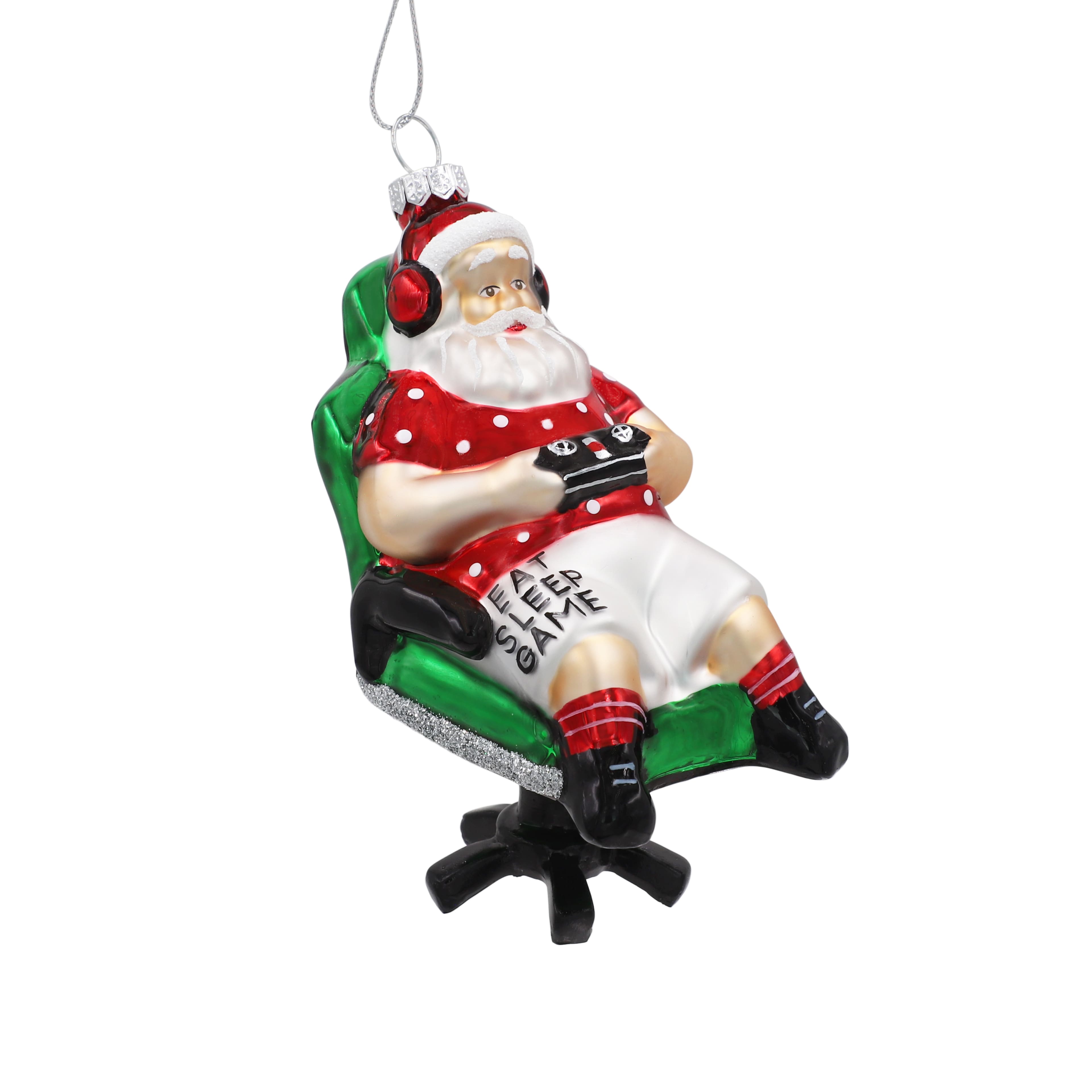 4.75&#x22; Gamer Santa Glass Ornament by Ashland&#xAE;
