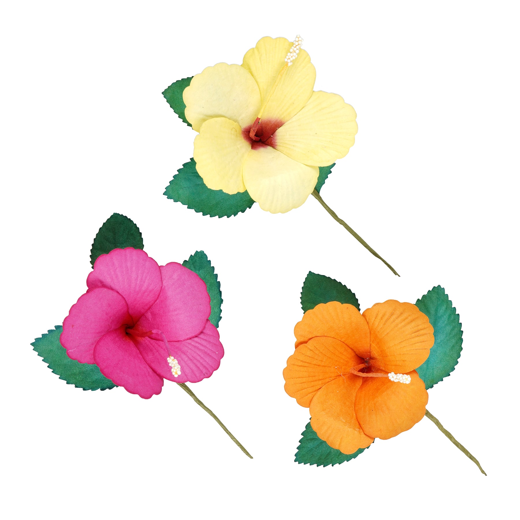 12 Packs: 6 ct. (72 total) Yellow, Pink &#x26; Orange Hibiscus Paper Flowers by Recollections&#x2122;
