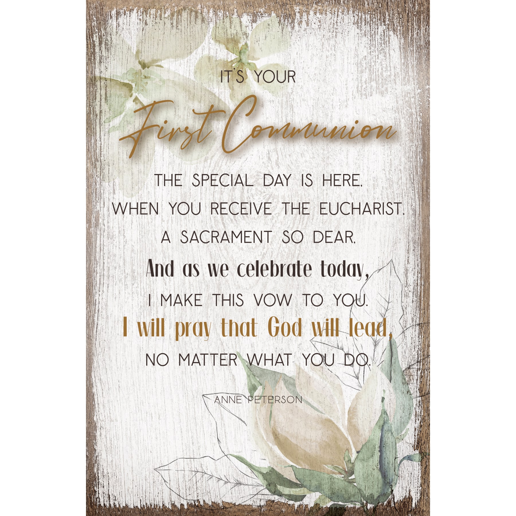 First Communion Inspirational Wood Plaque