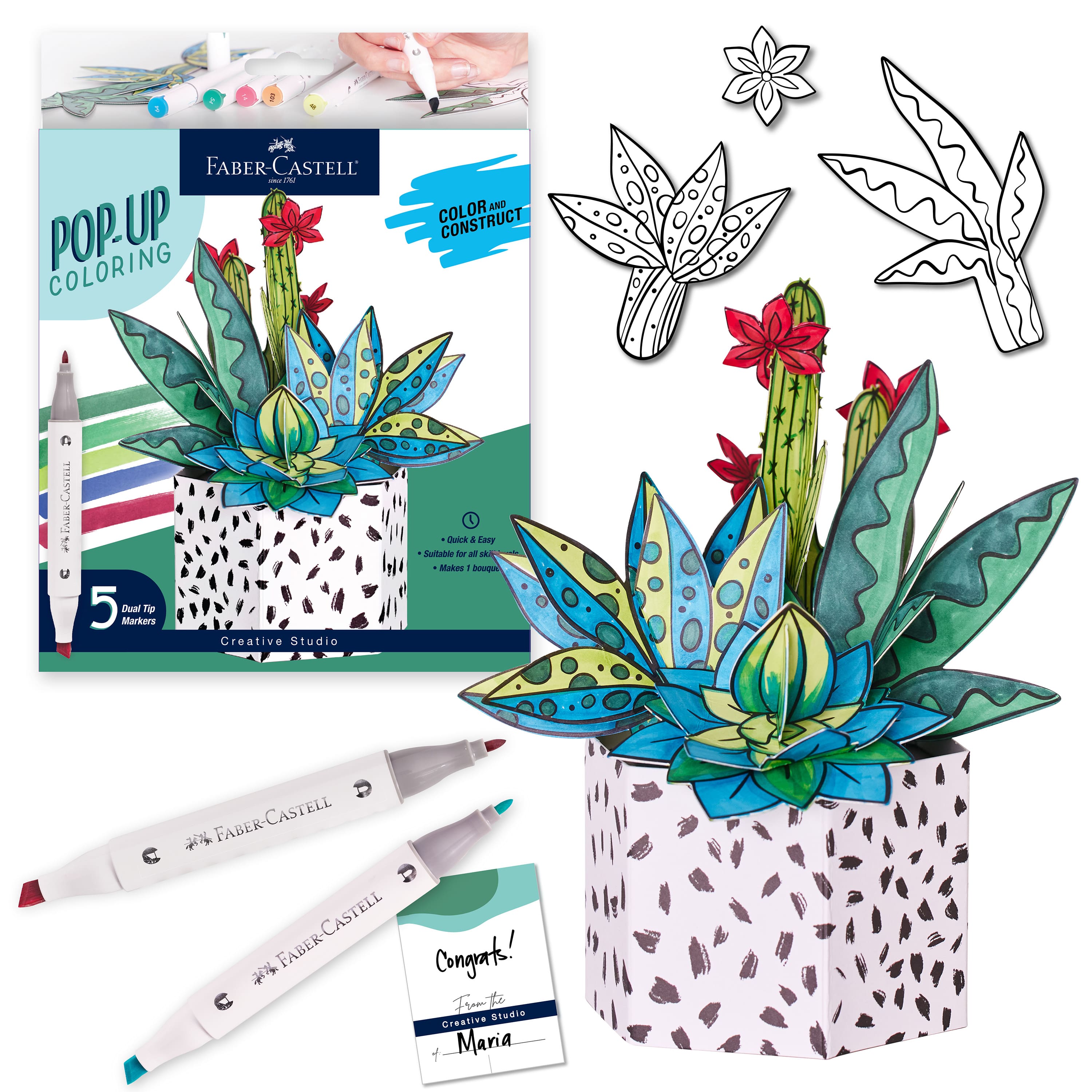Faber-Castell&#xAE; Succulents Pop Up Coloring Bouquet