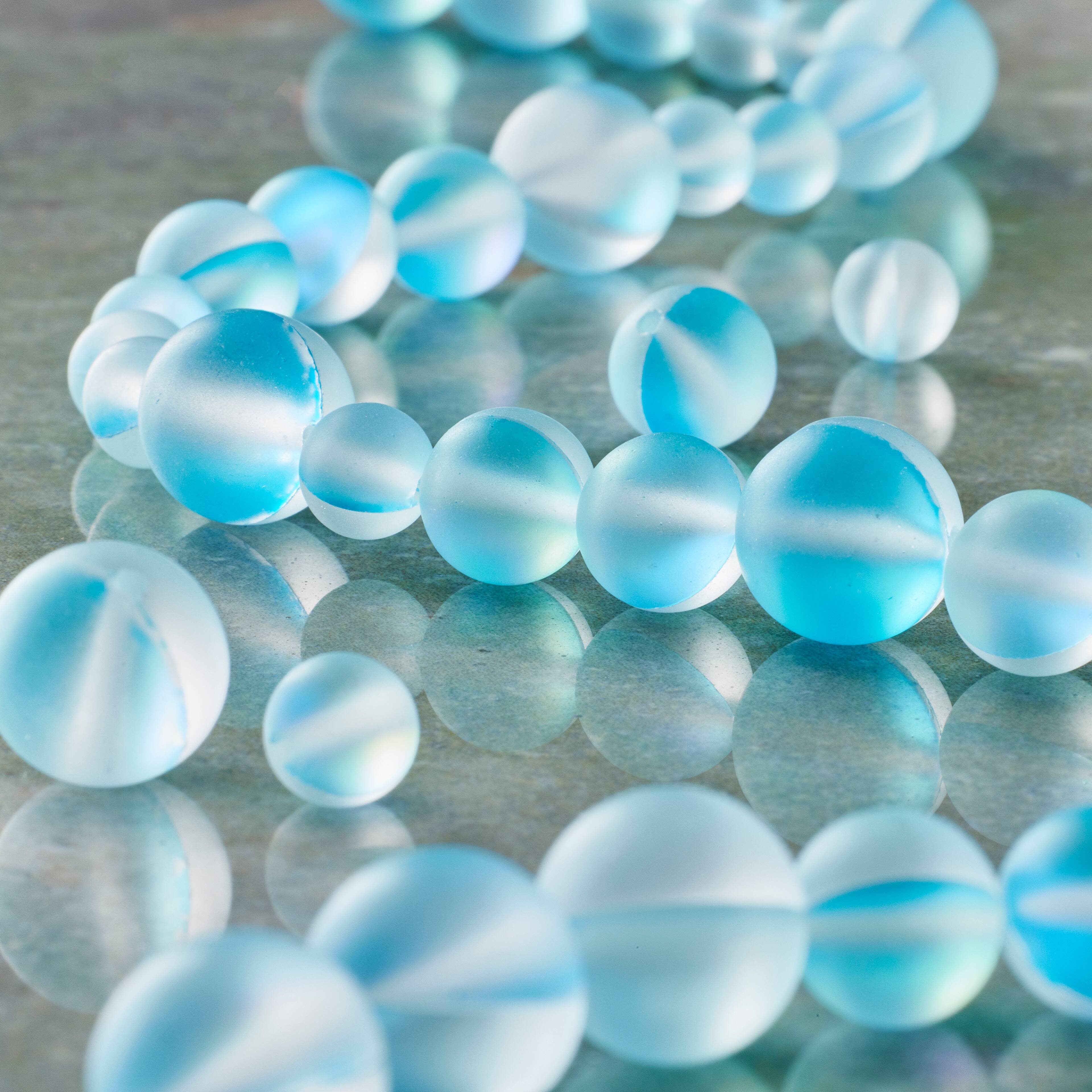 6 Pack: Aqua Matte Glass Round Beads by Bead Landing™