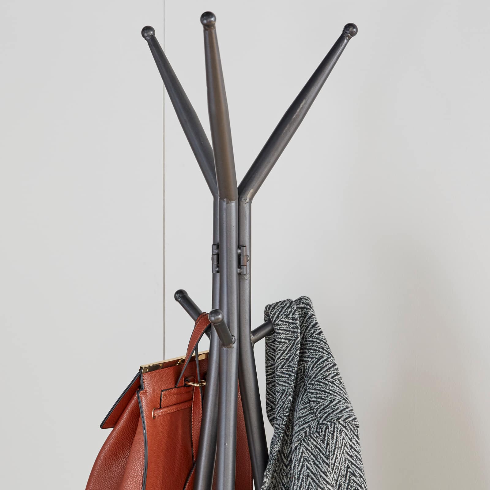 72&#x22; Gray Metal Modern Coat Rack