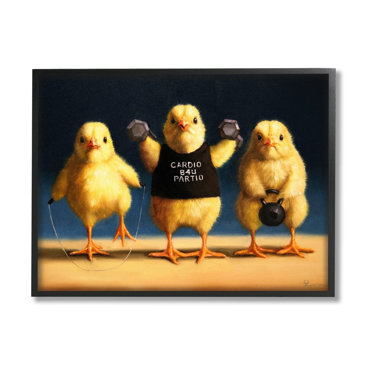 Stupell Industries Funny Exercise Workout Chicks Animals Framed Giclee Art
