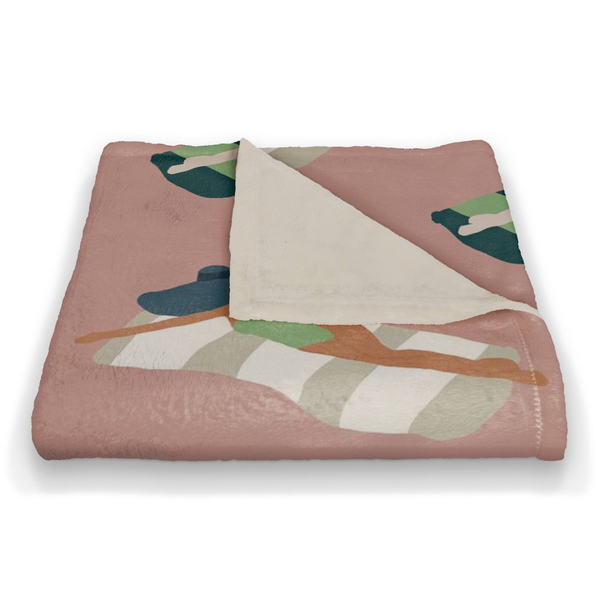 Pink Sun Bathers Pattern Coral Fleece Blanket