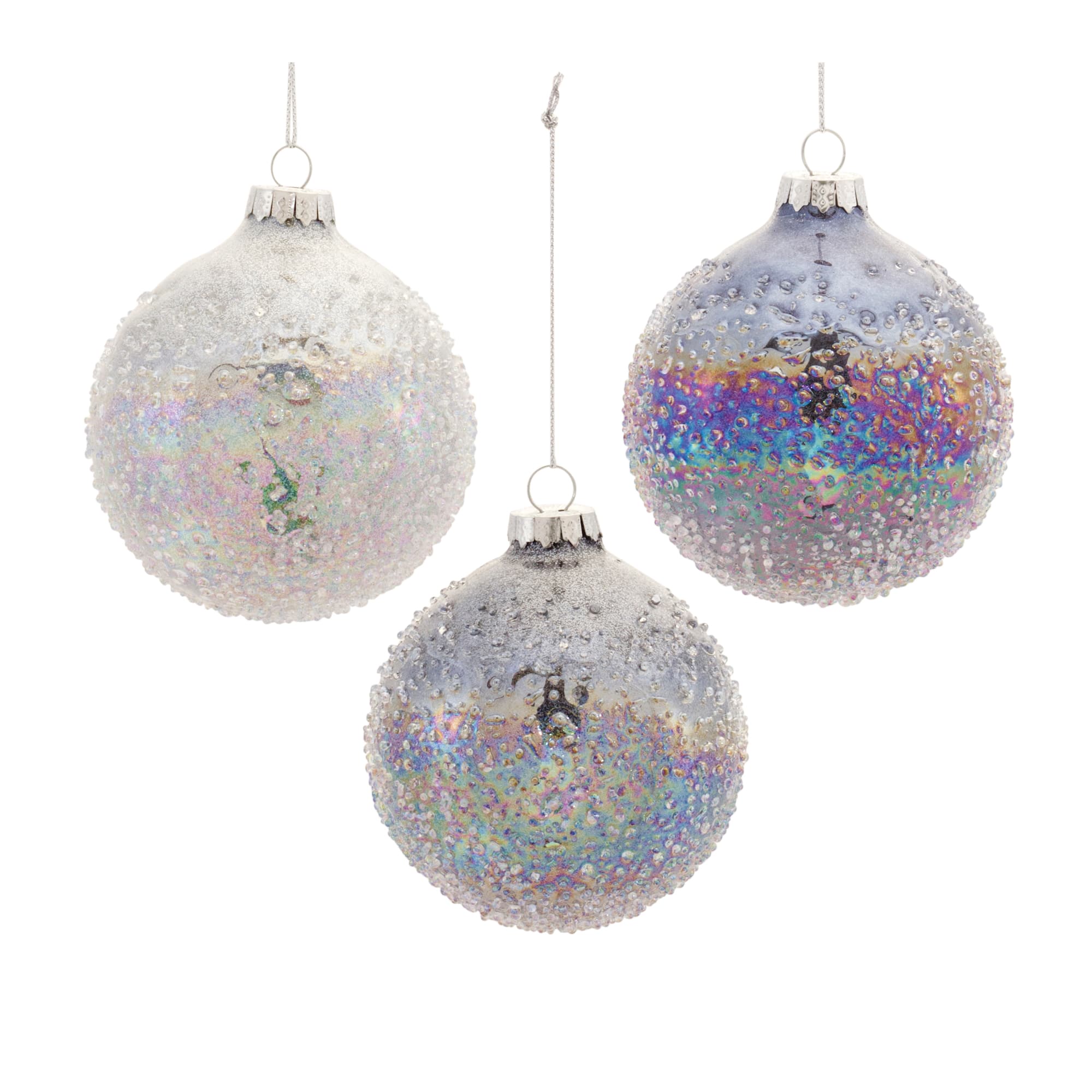 12ct. Textured Iridescent Glass Ball Ornaments