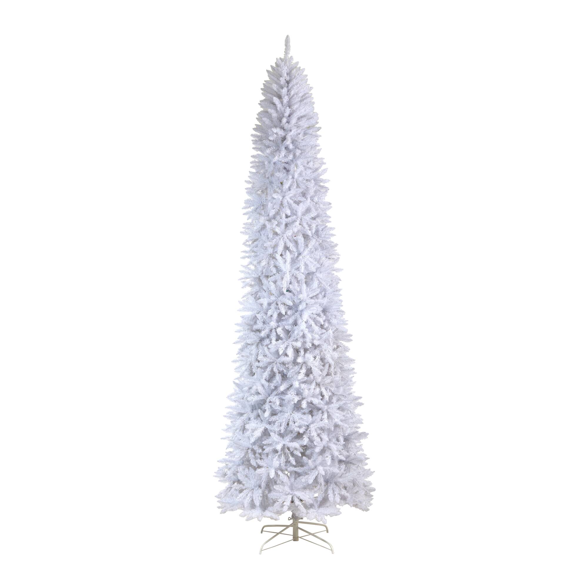 11ft. Pre-Lit Slim White Artificial Christmas Tree, Warm White LED Lights