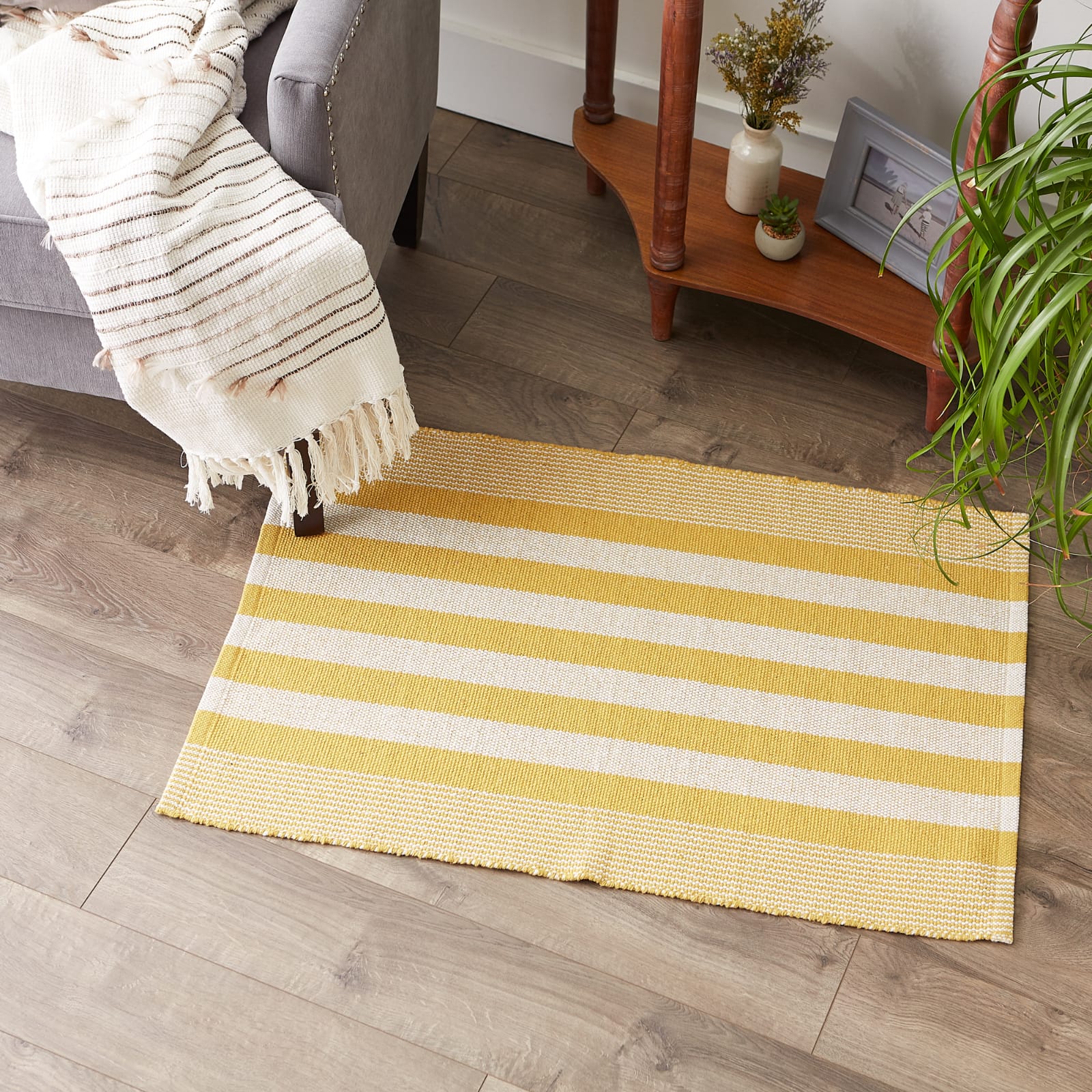 DII® Cabana Stripe Handwoven Recycled Yarn Rug
