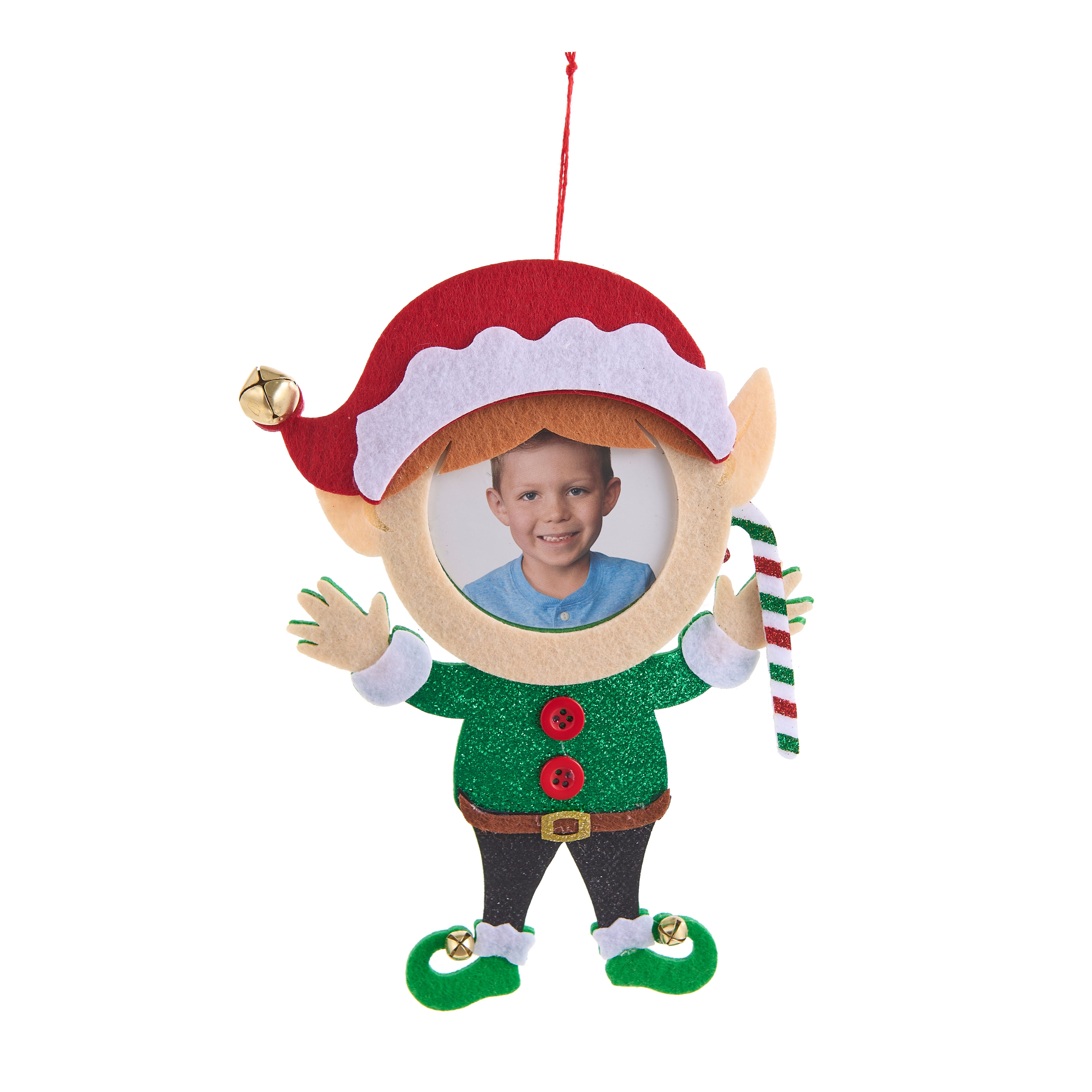 2.5&#x22; Elf Boy in Santa Hat Felt Ornament Frame by Studio D&#xE9;cor&#xAE;