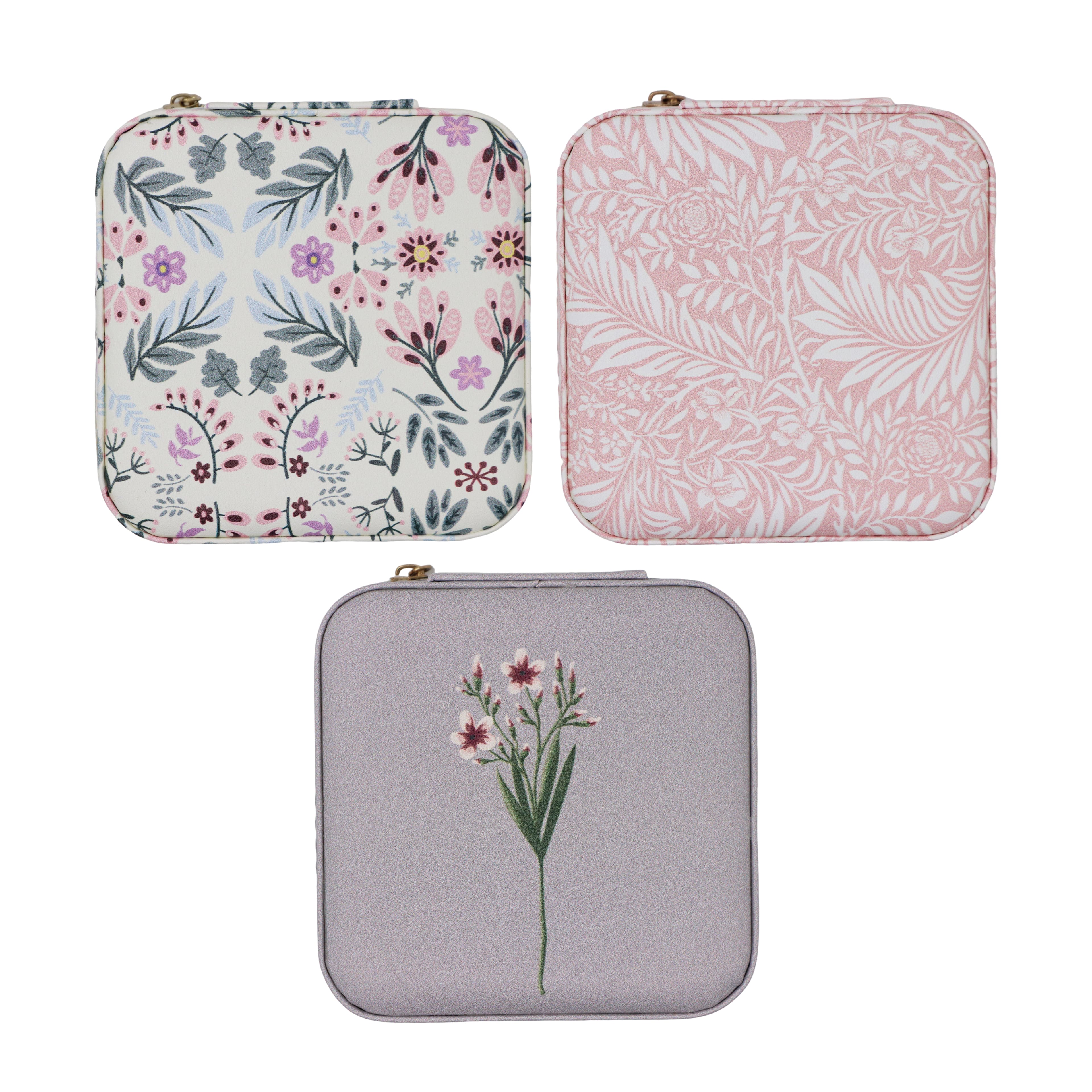 Assorted Floral Square Jewellery Zip Case, 1pc. by Fab Finds