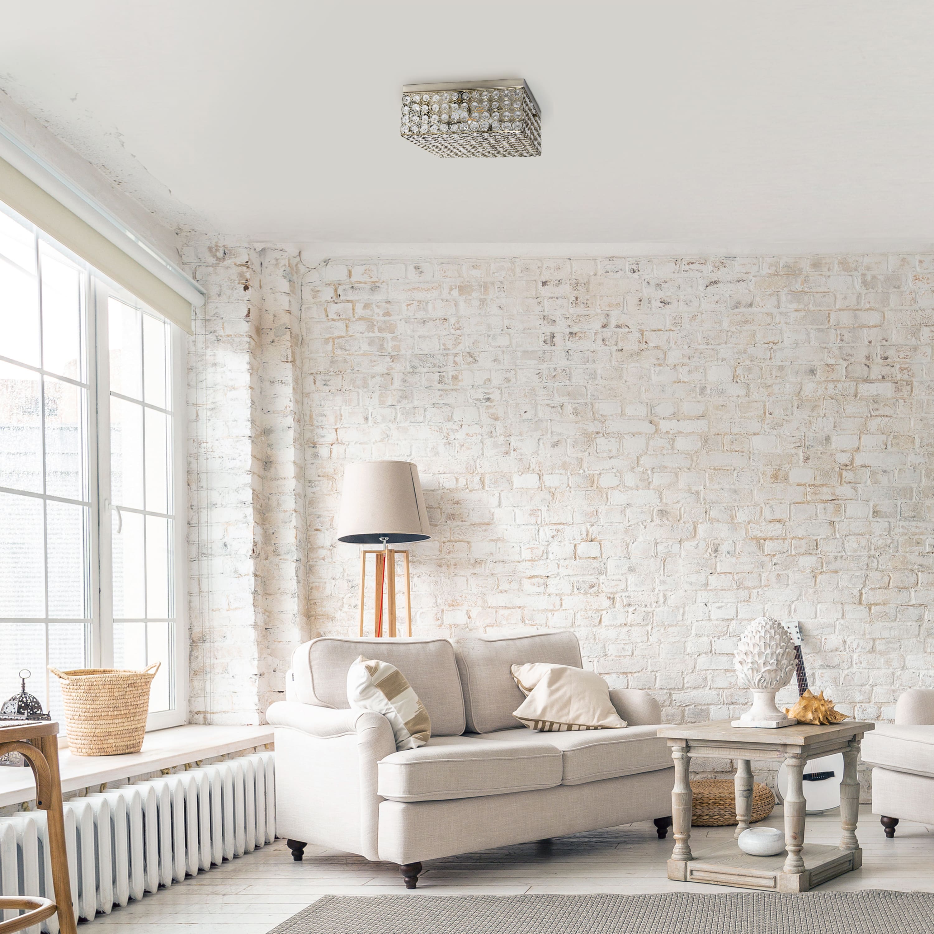 Lalia Home Classix 12" Antique Brass 2-Light Square Flush Mount