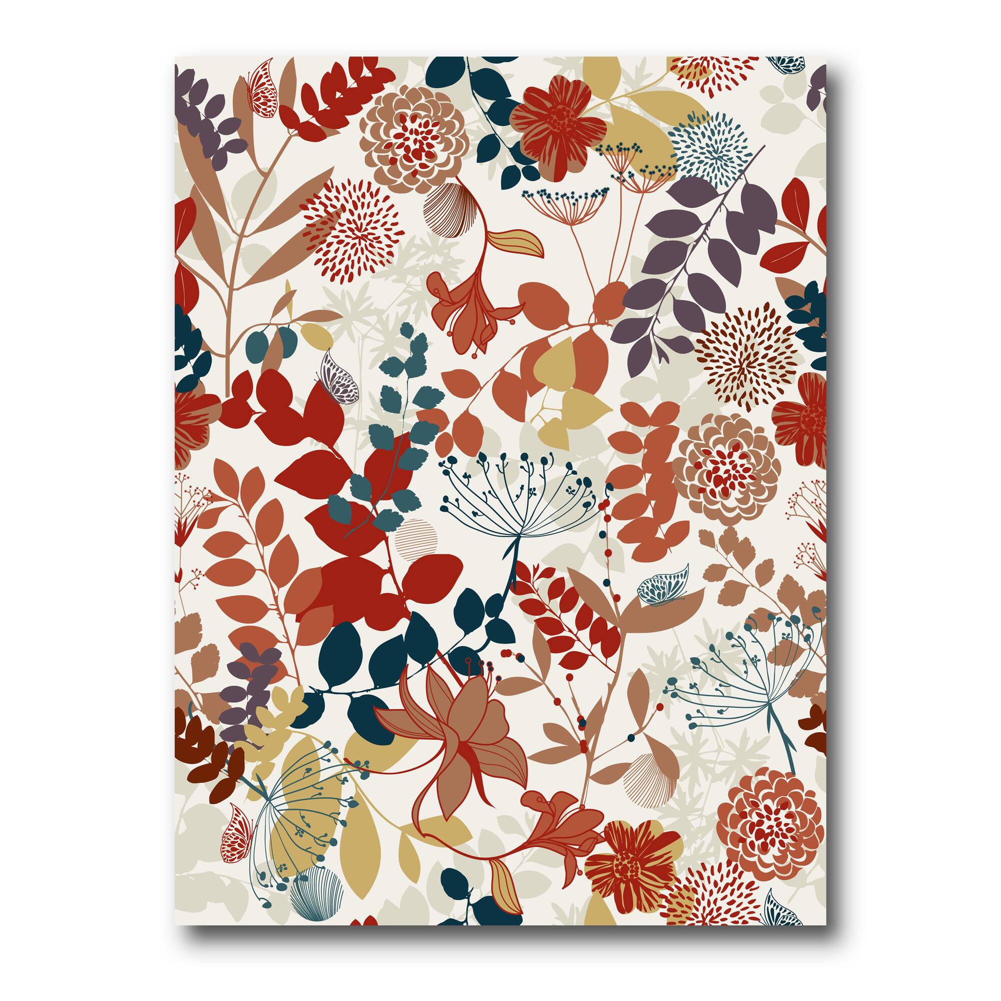 Designart - Retro Botanical Garden - Bohemian &#x26; Eclectic Canvas Wall Art Print