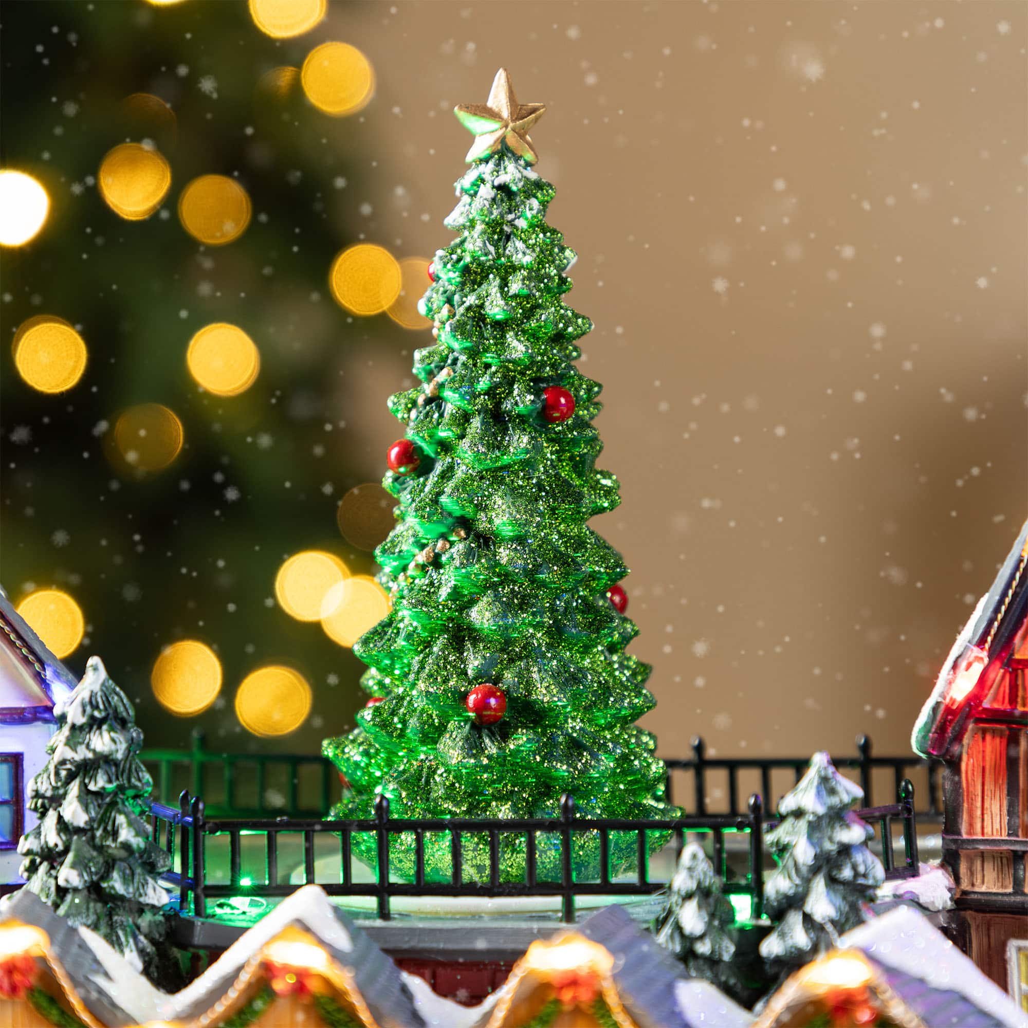 Glitzhome&#xAE; 15.25&#x22; Christmas Oversized Resin Lighted Table Village Decor