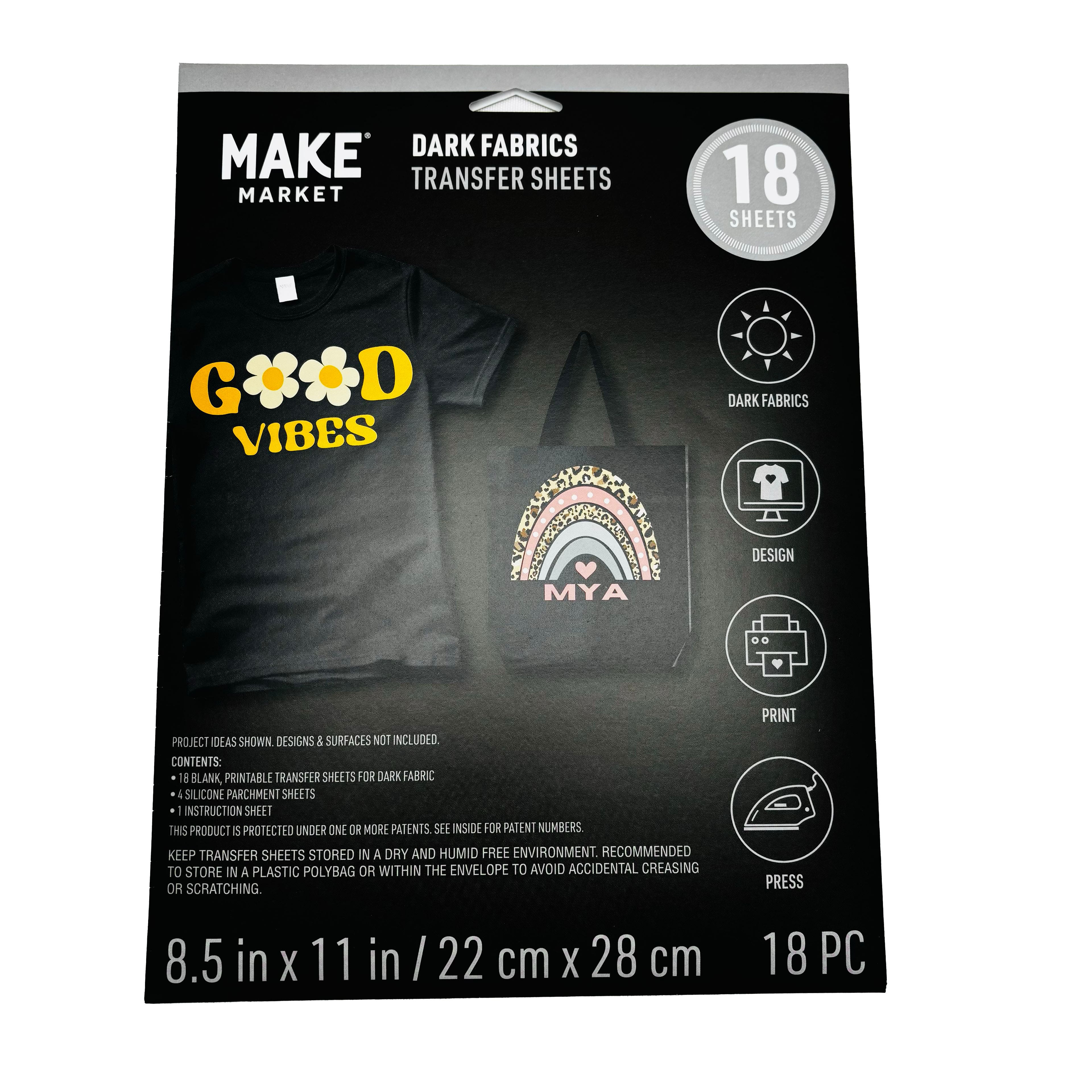 8.5" x 11" Dark Fabric Transfer Sheets, 5ct. by Make Market®