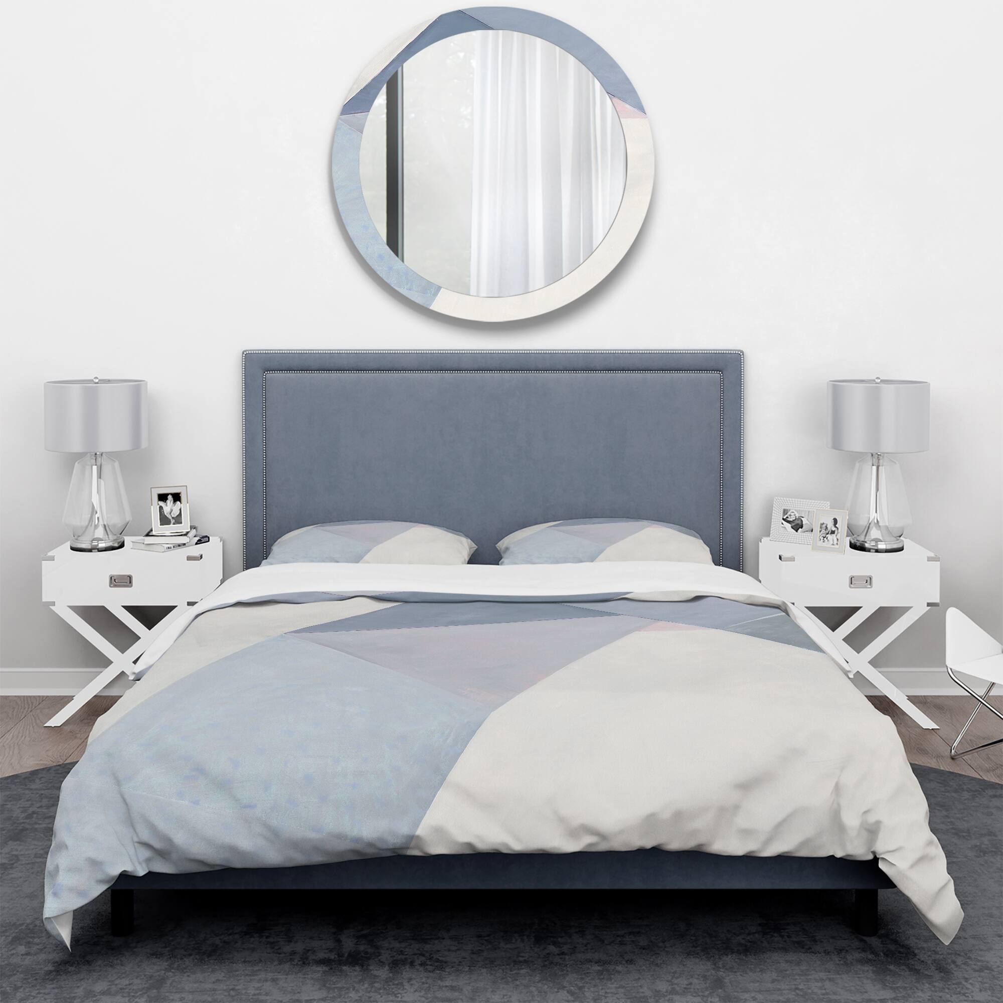 Designart 'Purple Geometric Bridge II' Geometric Bedding Set