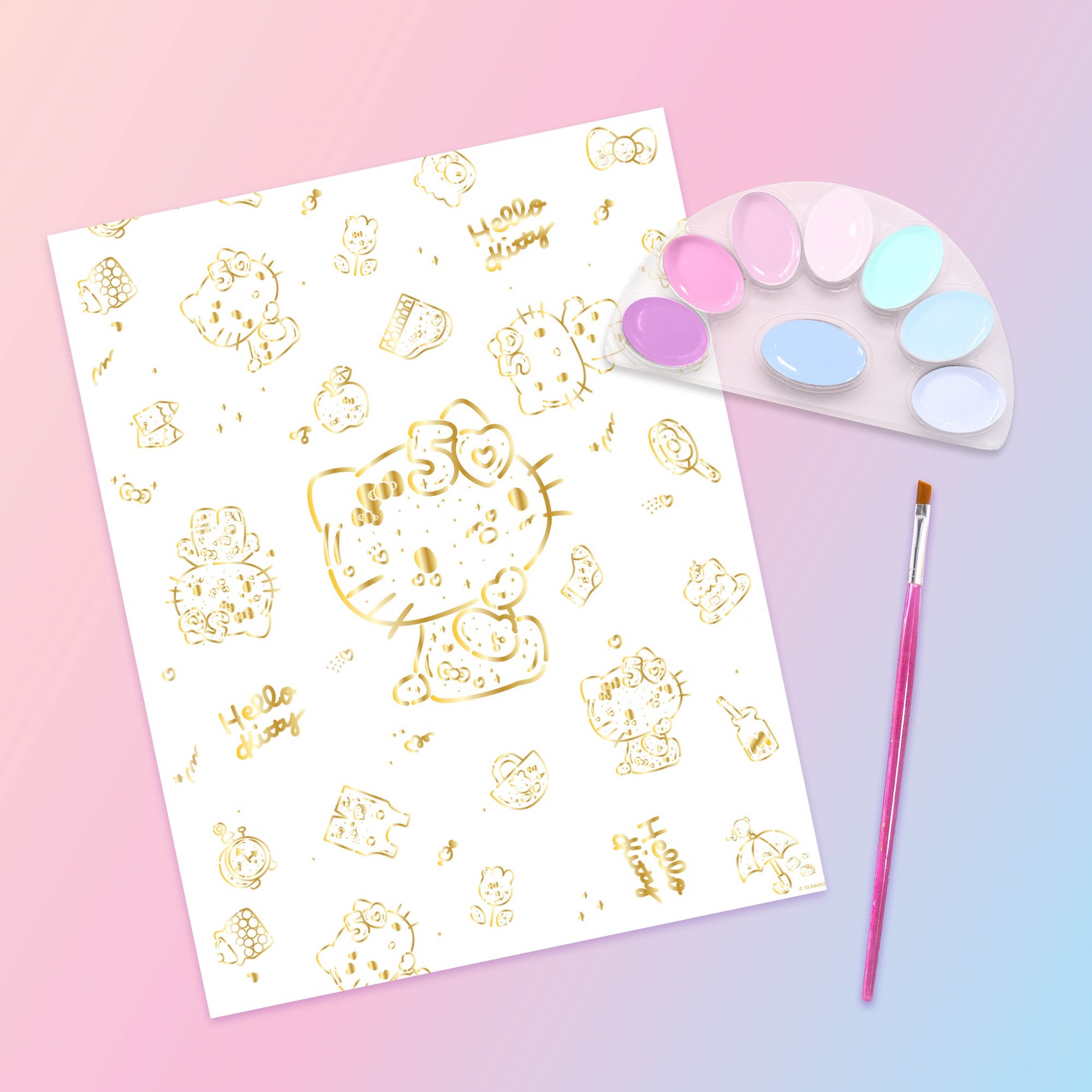 STMT&#xAE; Hello Kitty&#xAE; 50th Anniversary Paint &#x26; Reveal Wall Art Kit