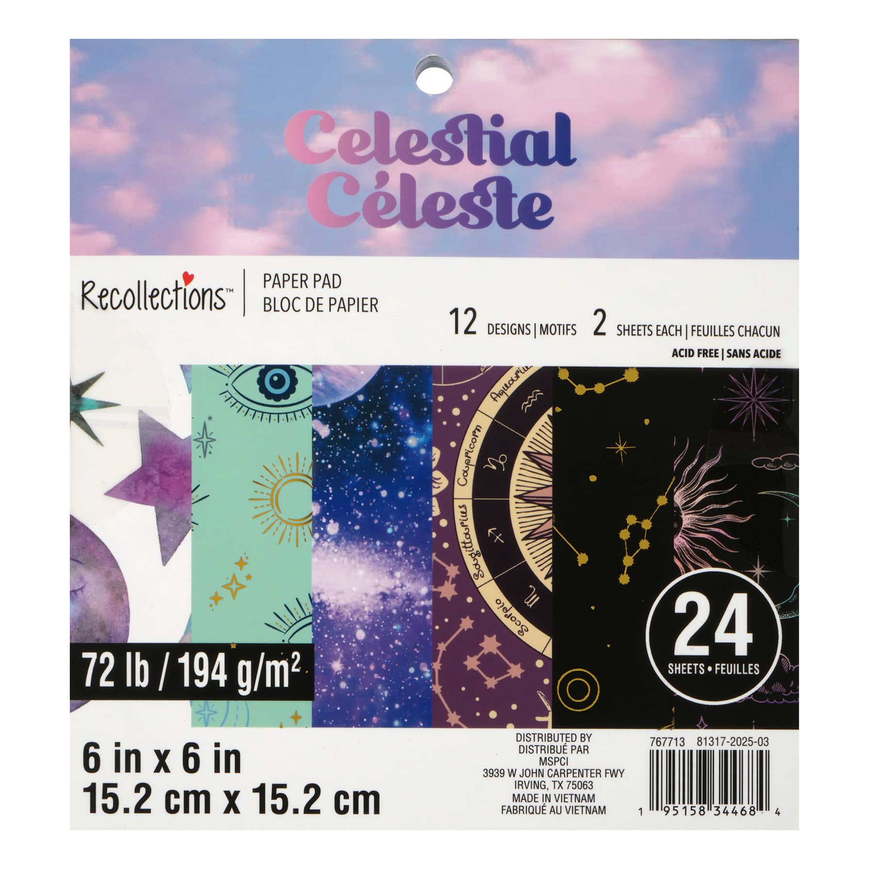 12 Pack: 6" x 6" Celestial Paper Pad by Recollections™, 24 Sheets