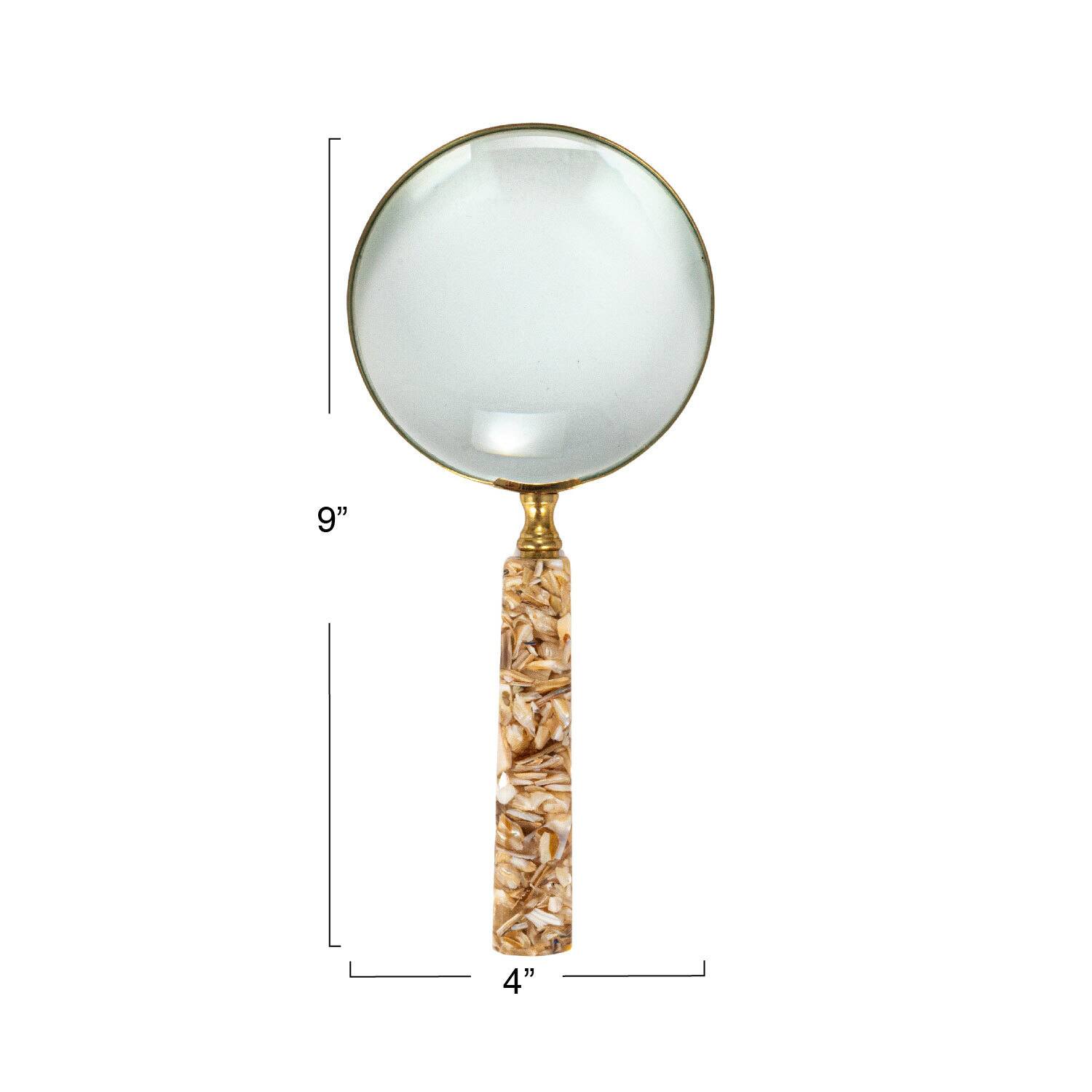 Hello Honey&#xAE; 9&#x22; Brass Magnifying Glass with Mother of Pearl Handle