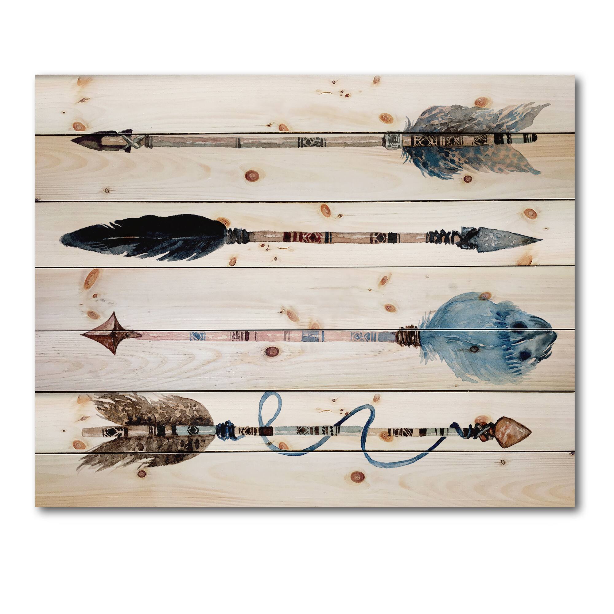 Designart - Ethnic Feathers and Flowers On Native Arrows IV